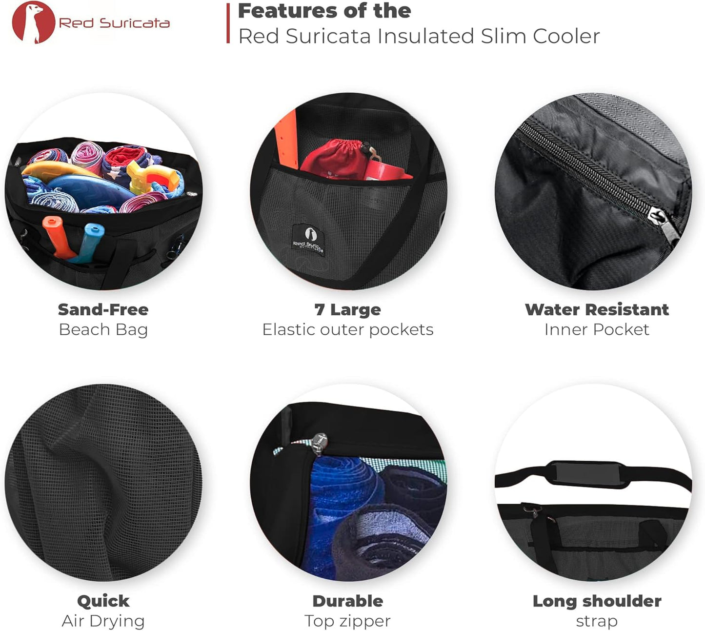 Netz-Strandtasche für den Strand, Schwarz / Schwarz