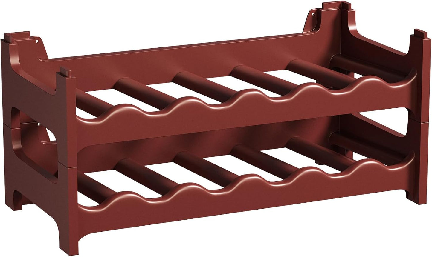 Stapelbares Weinregal für 12 Flaschen, modular erweiterbar, Braun 12 Flaschen
