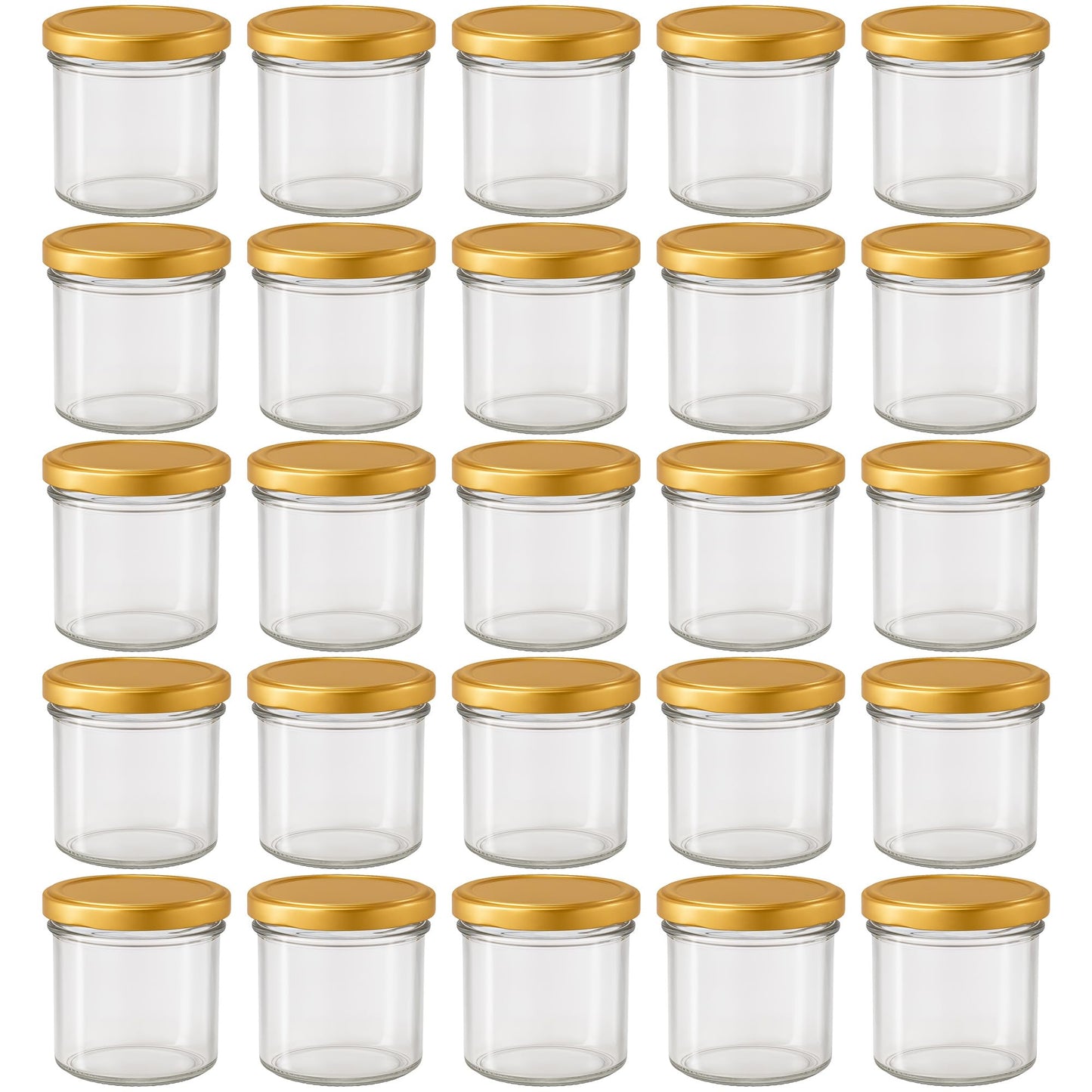 Marmeladengläser-Set mit Deckel und Etiketten, 25 Stück, Gold 125 ml 25