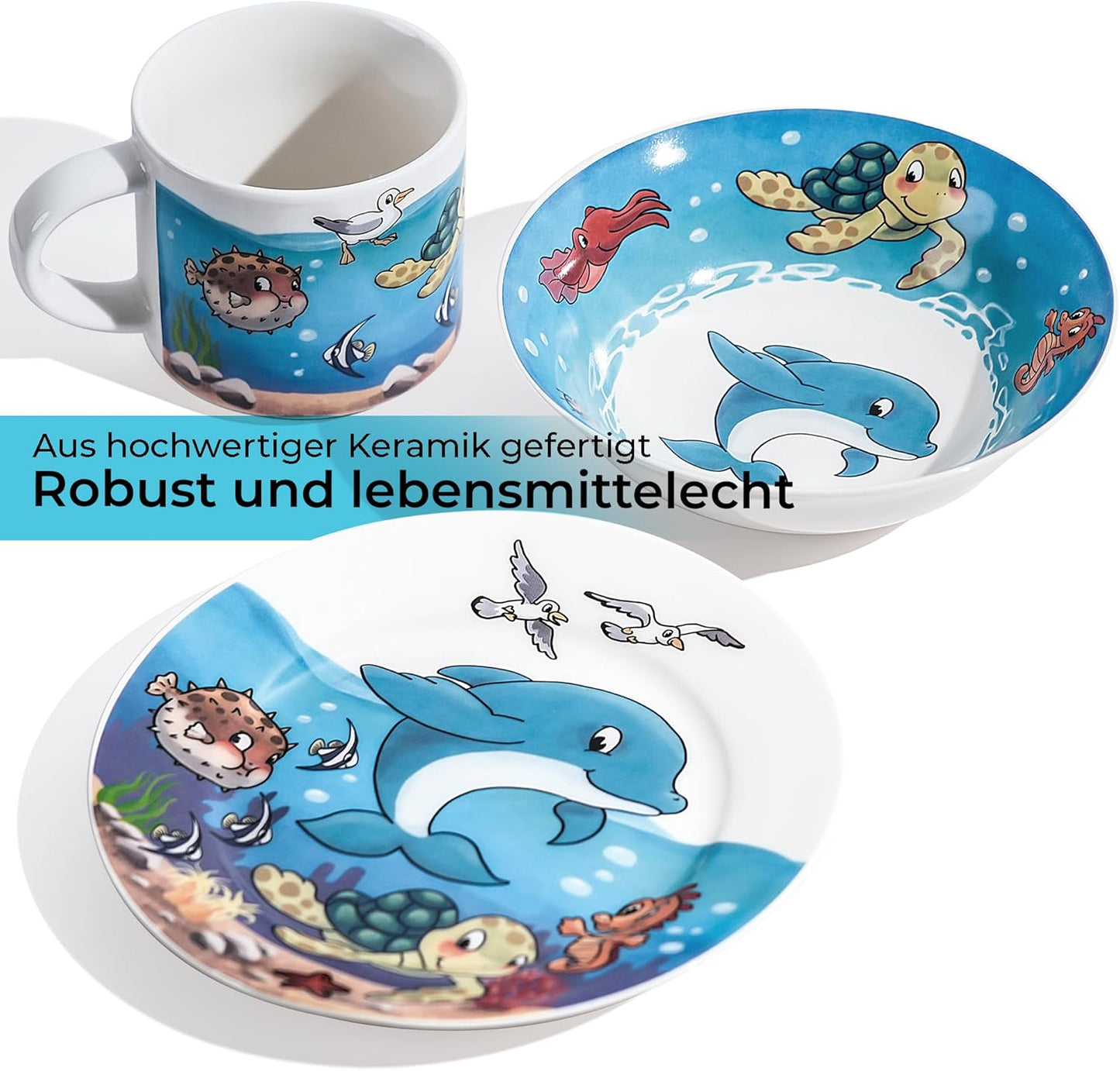 3-teiliges Kindergeschirr-Set "Ozean", Ozean