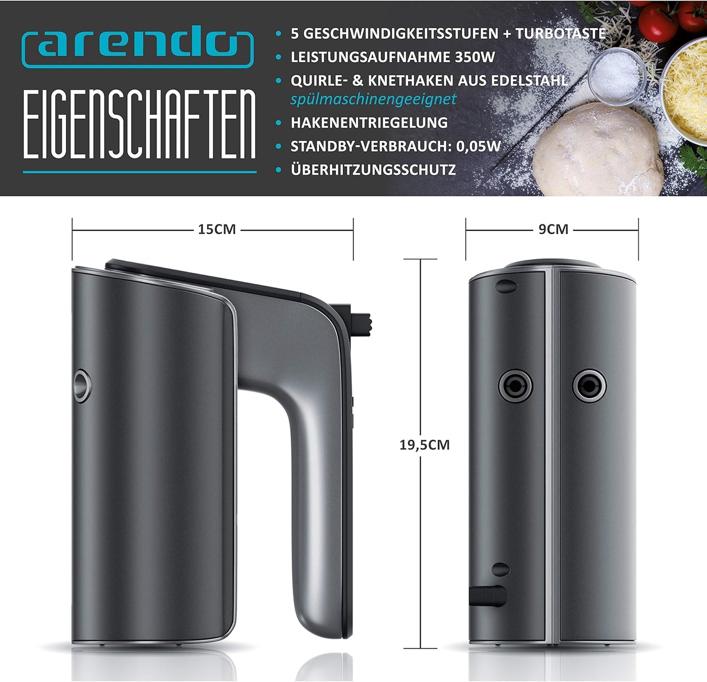 Handmixer Batido mit 5 Geschwindigkeiten, A: Digital