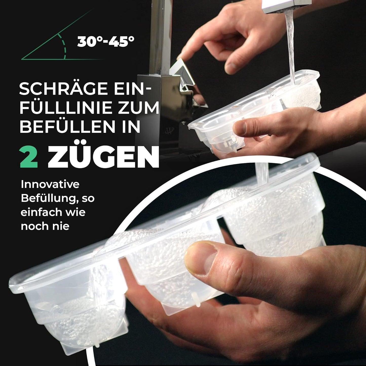 XXL Eiskugelform und Eiswürfelform Set (4 Stück), 2x Eiswürfelform + 2x Eiskugelform
