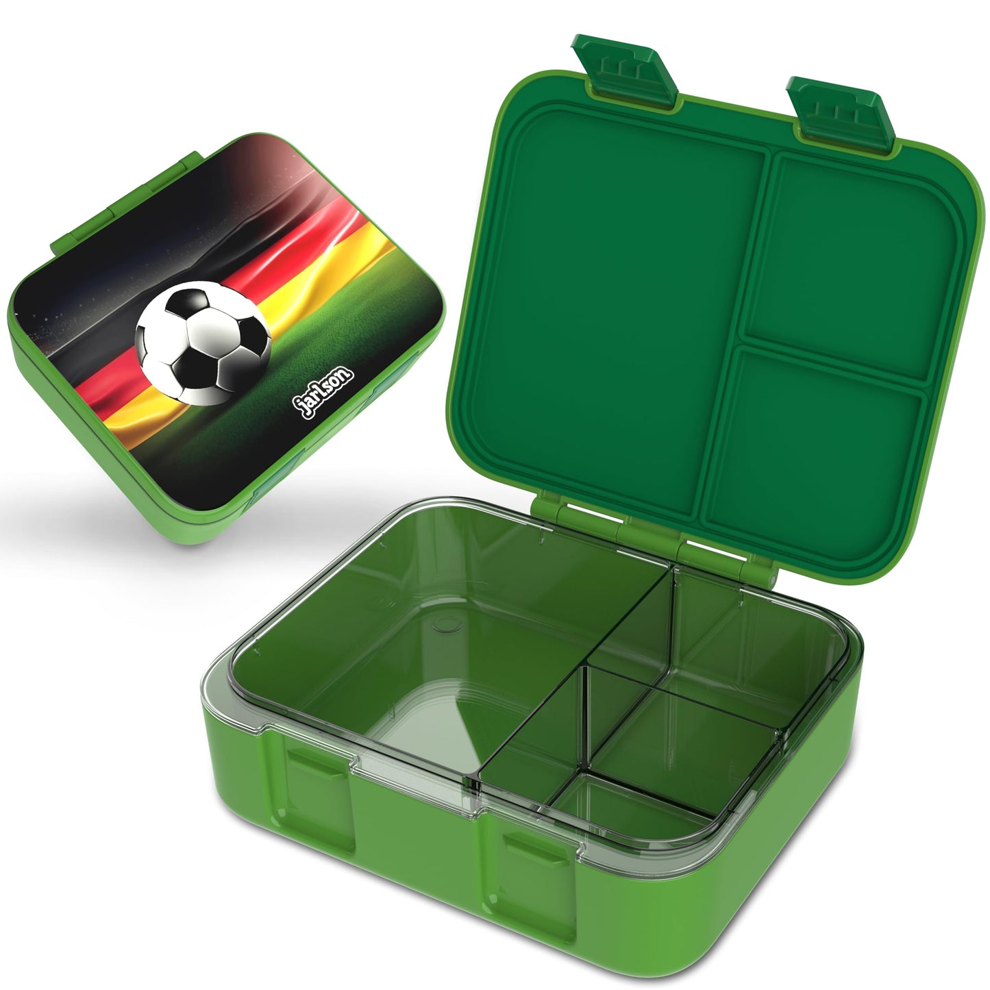 Kinder Bento Lunchbox mit Trennfächern, Fussball Grün
