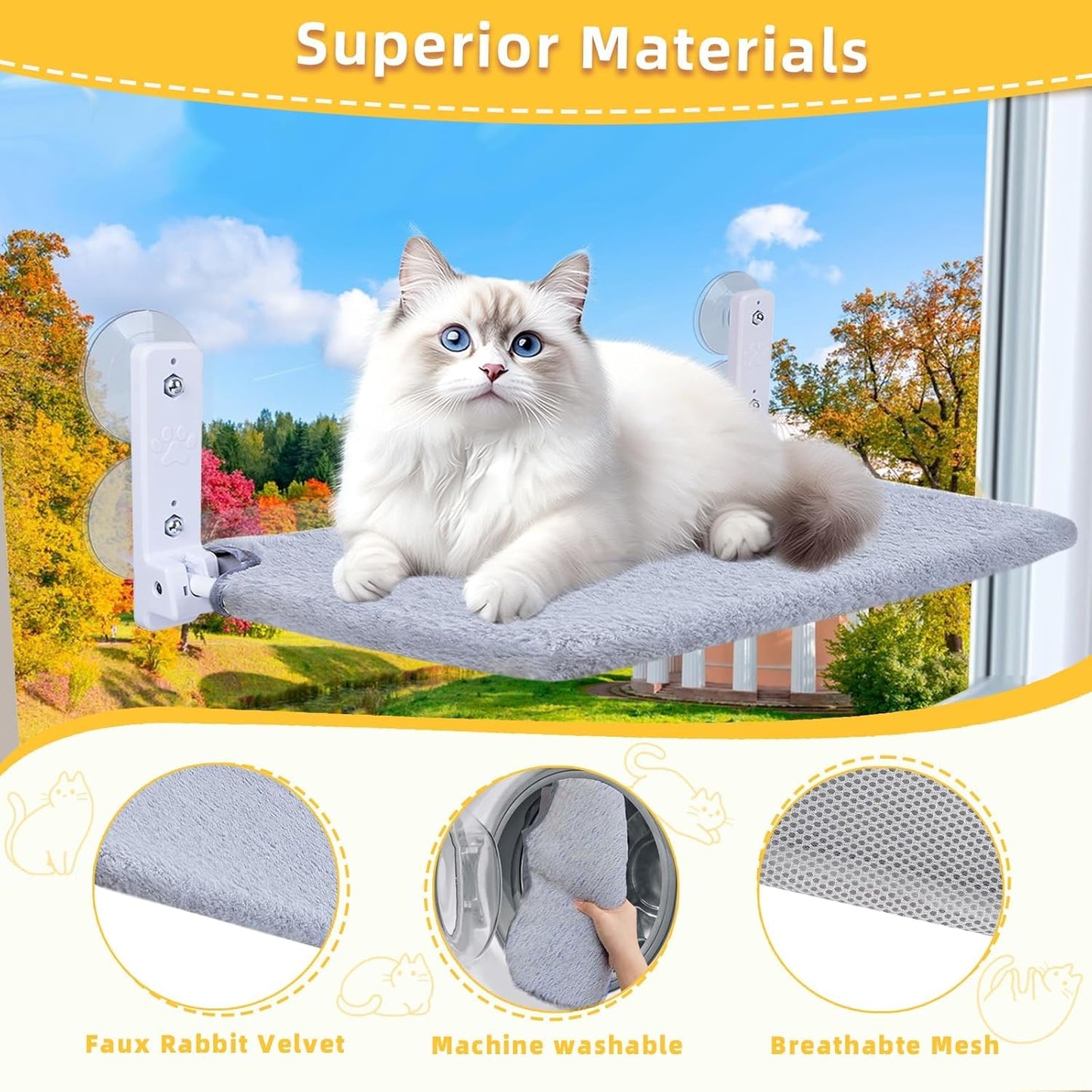 Katzenbett für Fenster, Hangematte katze-52*30cm-XL