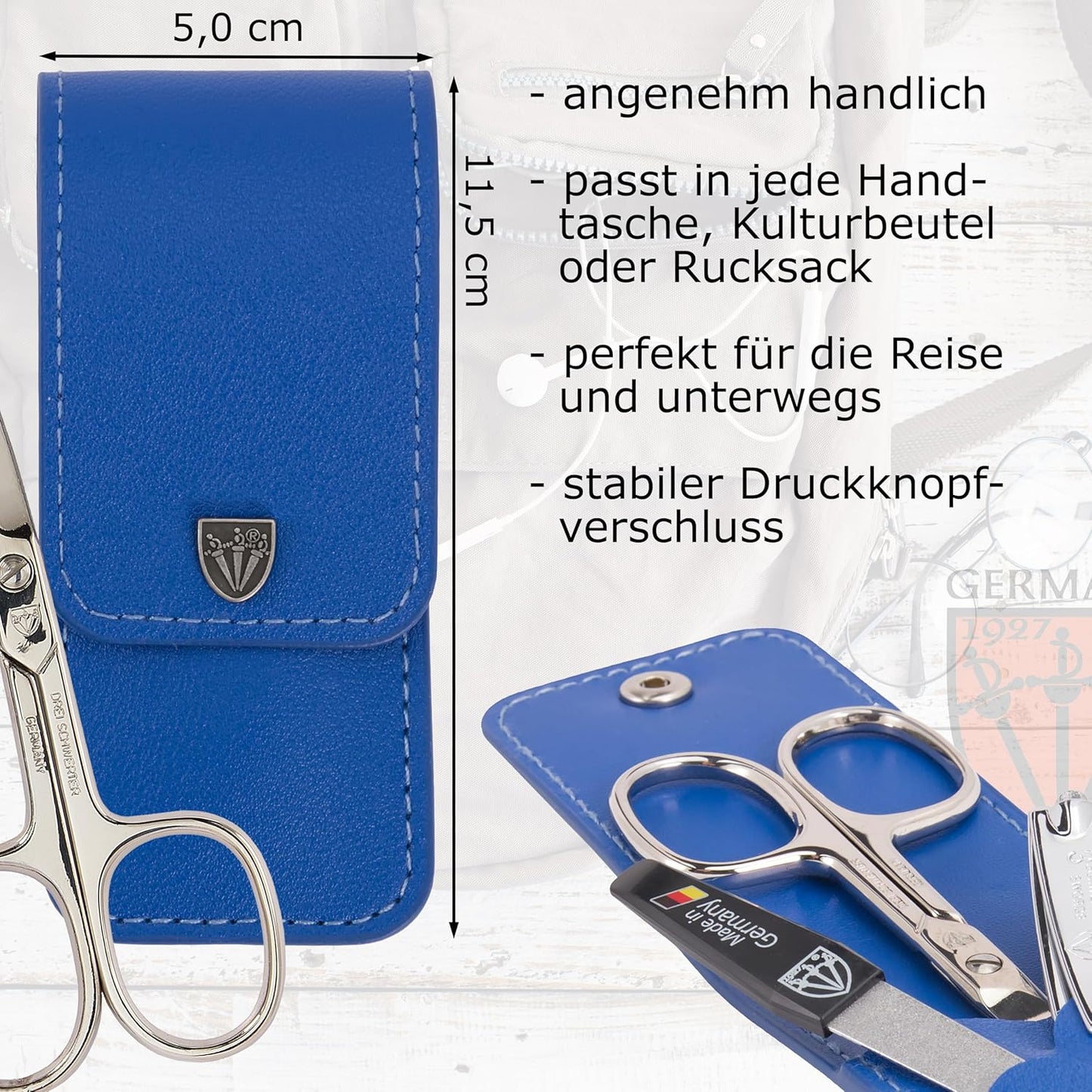 4-teiliges Nagelpflegeset Capri, BLAU / KUNSTLEDER