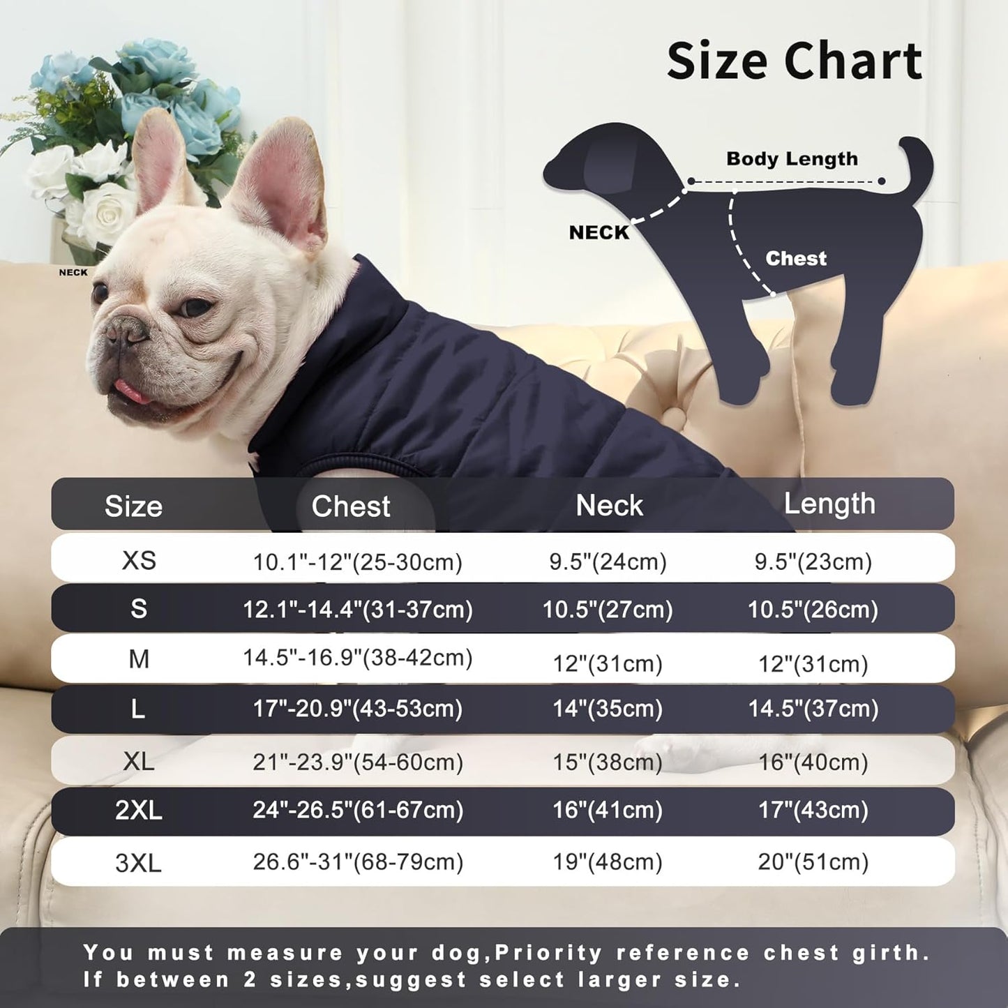 Mit Fleece gefütterte Hundejacke (winddicht, warm), 3XL Blau