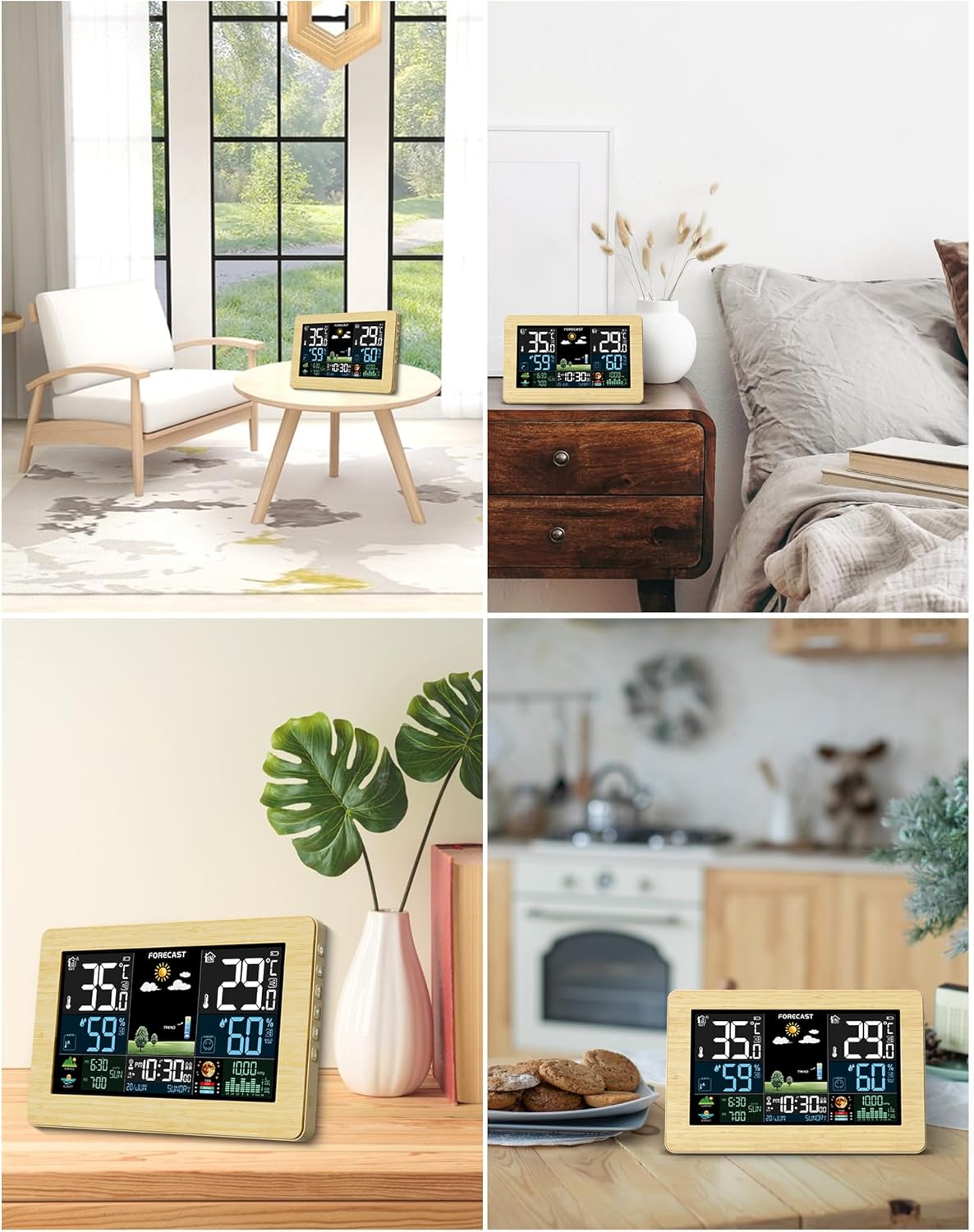 Funk-Wetterstation mit Aussensensor und Farbdisplay, Khaki