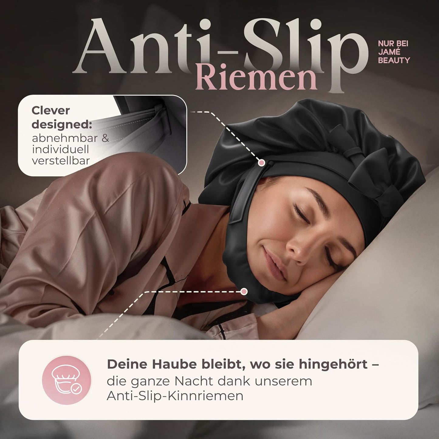 Seidenschlafhaube zum Schlafen, Schwarz