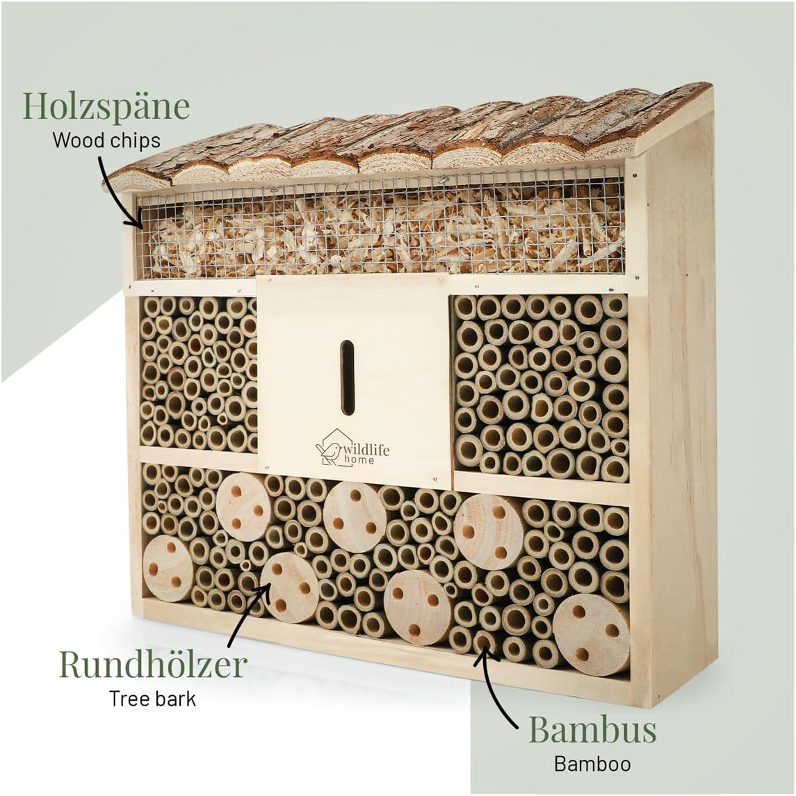 Insektenhotel-Set mit Rindendach, 2 x Wildbienen-Villa (Rindendach)