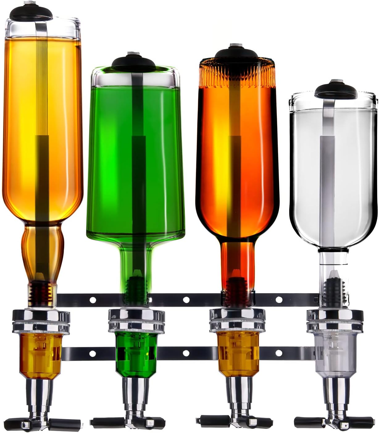 Wandmontage Flaschenhalter mit 4-fach Dosierer, 4-fach Halterung Wandmontage