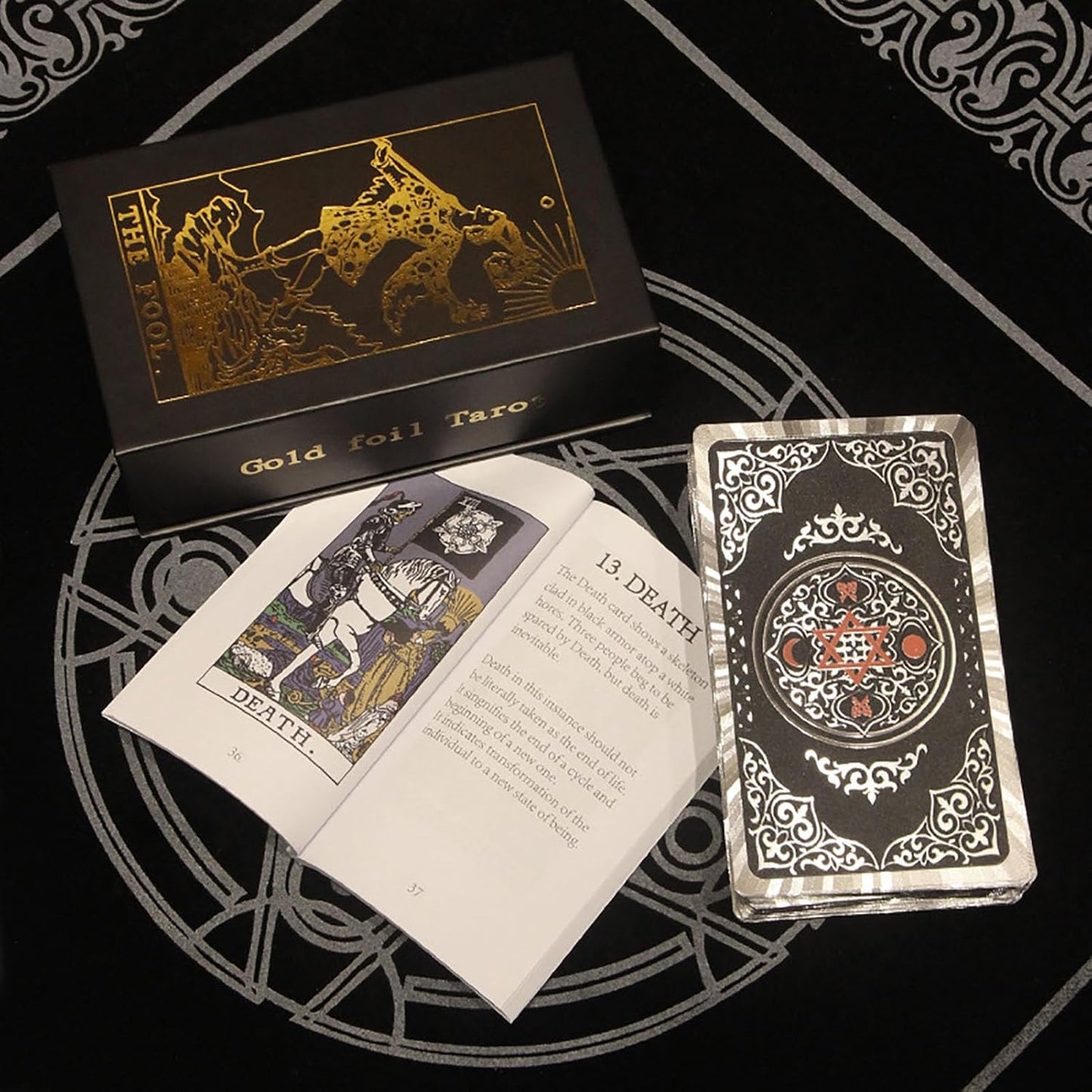Tarotkarten-Set mit Anleitung für Anfänger, Silver Silber