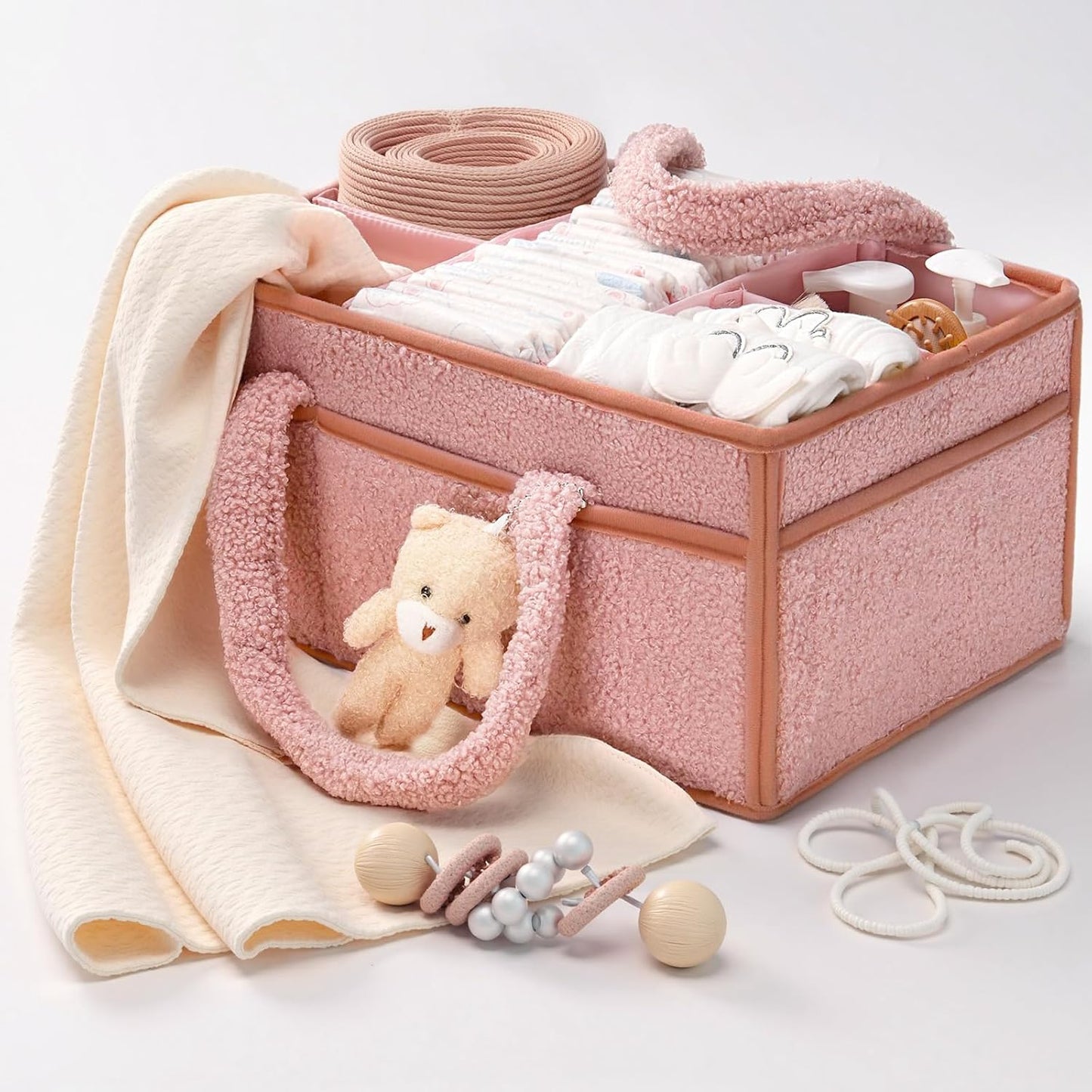 Wickeltisch Organizer mit Fächern, Rosa
