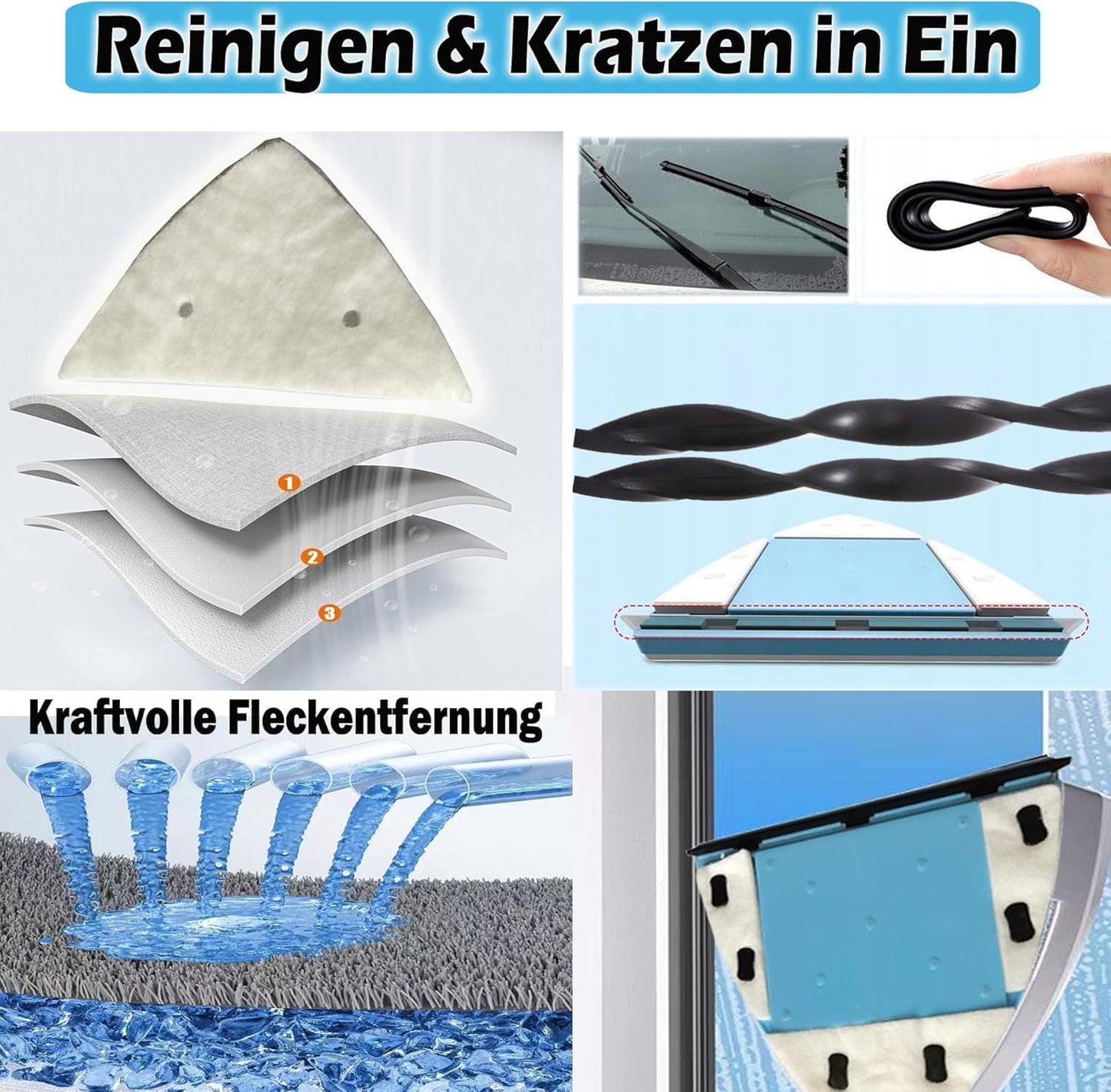 Magnetischer Fensterputzer für Mehrfachverglasung (8-40 mm)