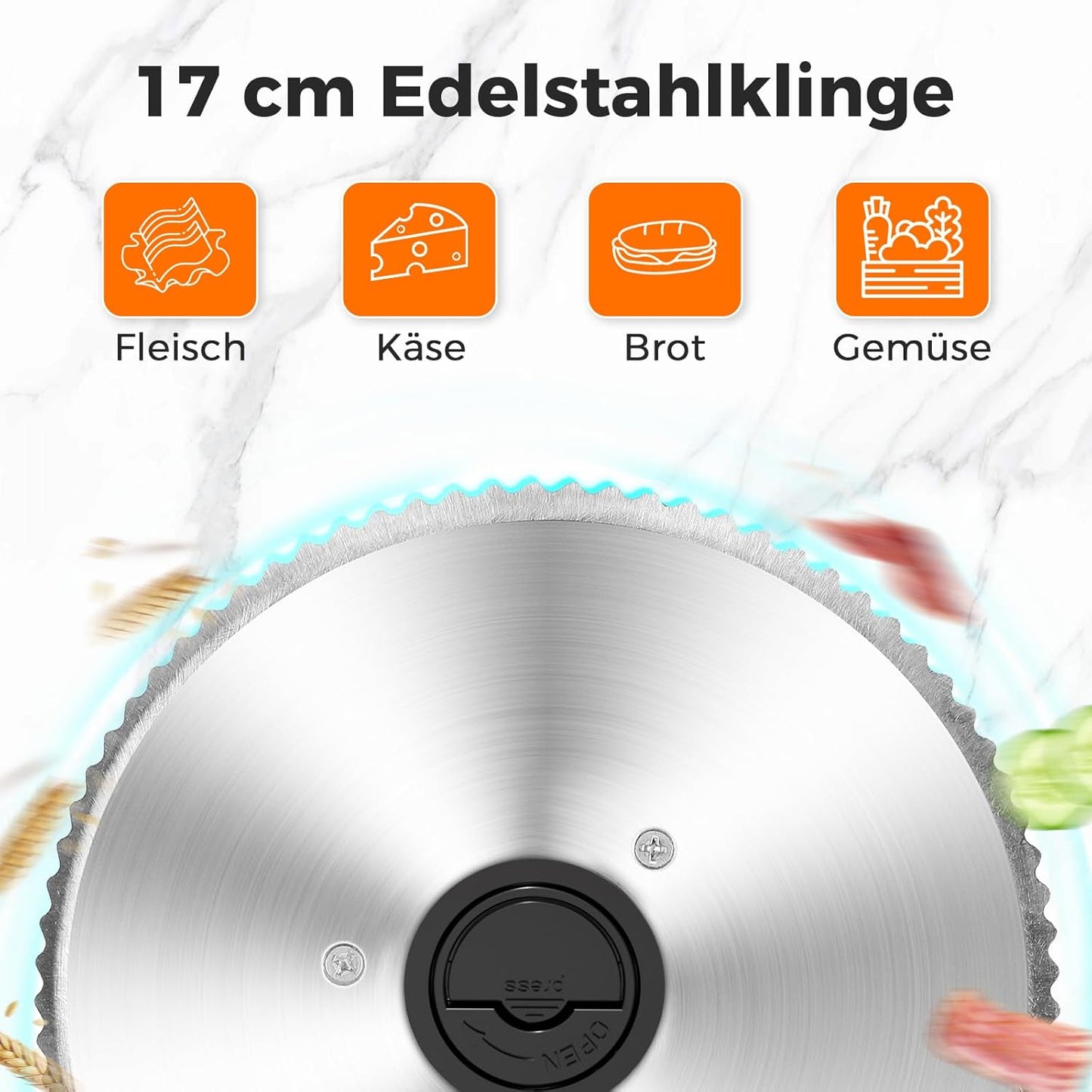 Faltbarer Allesschneider, 17 cm Klinge Schwarz