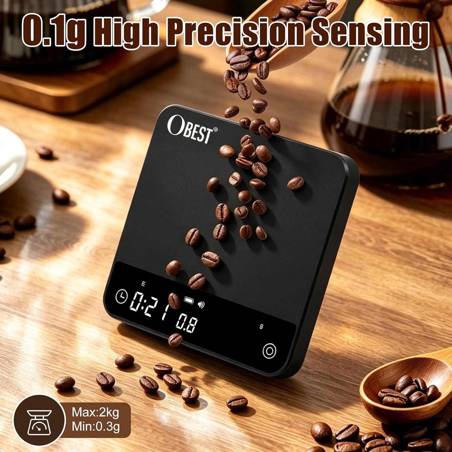 Mini-Kaffeewaage mit Timer und 4 Brühmodi