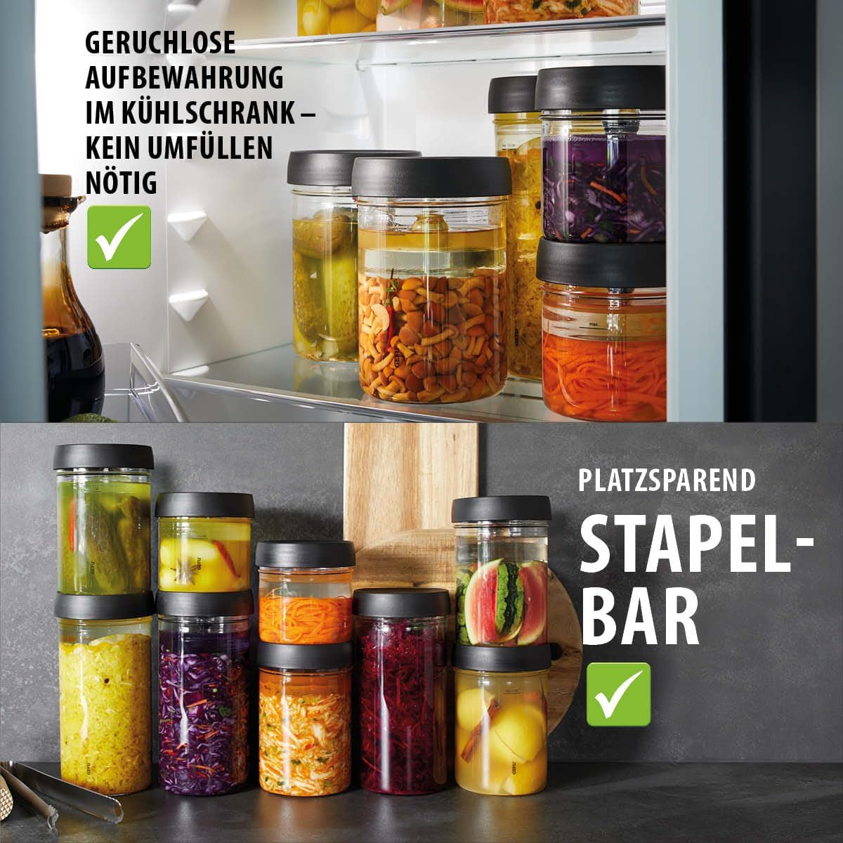 4-teiliges Fermentierset Nativo, 1 Liter (mit Stößel und Zange)
