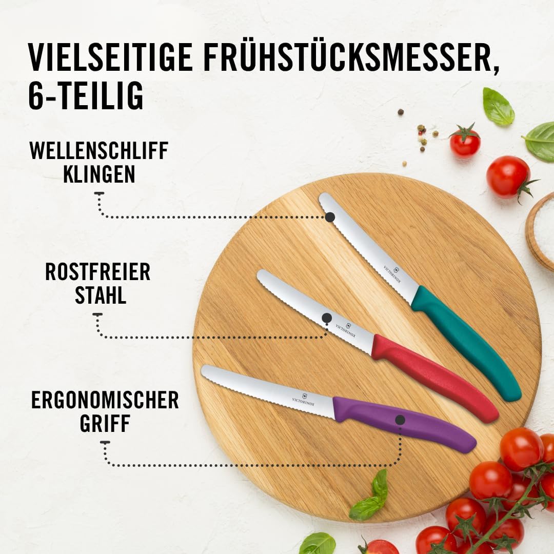 6er-Set Frühstücks- und Brötchenmesser, 6er Set Mehrfarbig 6er Set