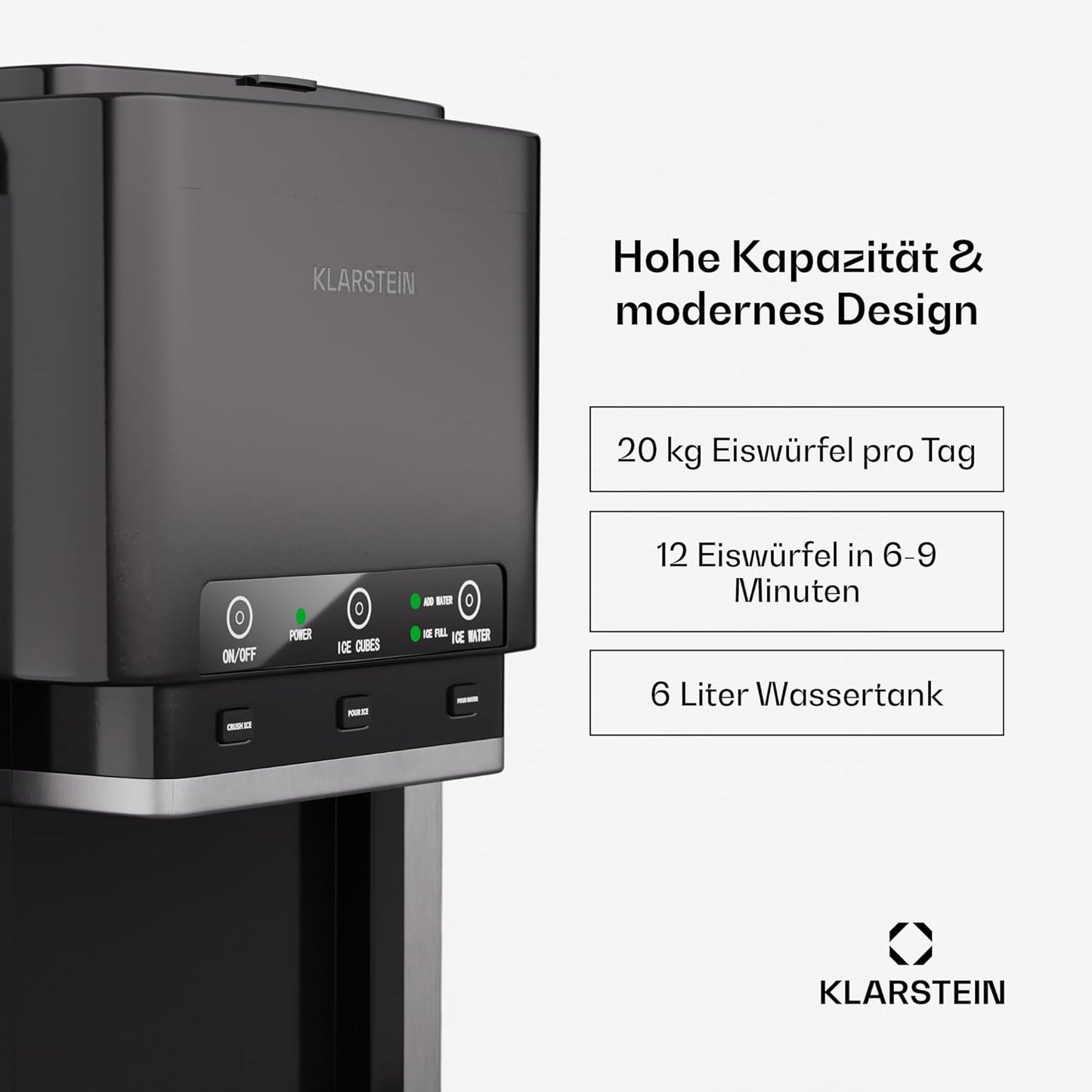 ArcticBlend 3in1 Eiswürfel- und Wasserspender mit Crushed Ice, 3 in1 Crushed Ice Mechanisch Schwarz
