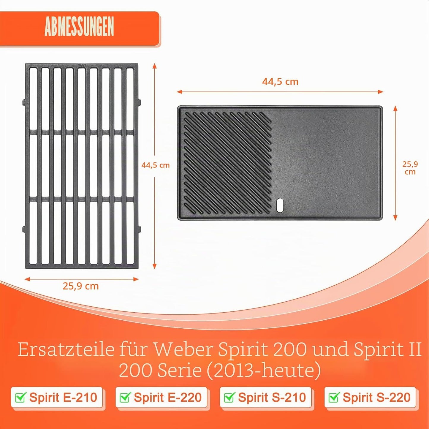 Grillplatte und Grillrost für Spirit II 200 Serie, 7637CG+7637KP