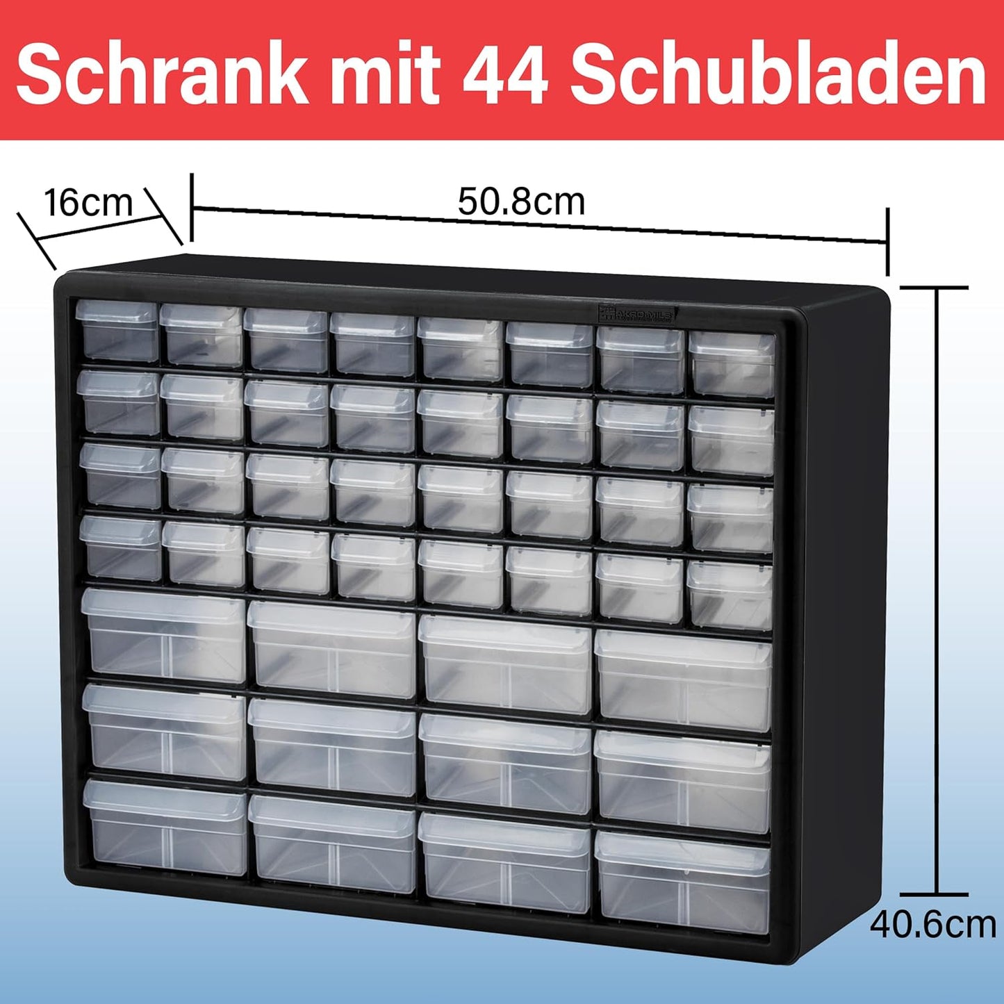 Schubladenschrank mit 44 Schubladen, 44 Drawer Gelb