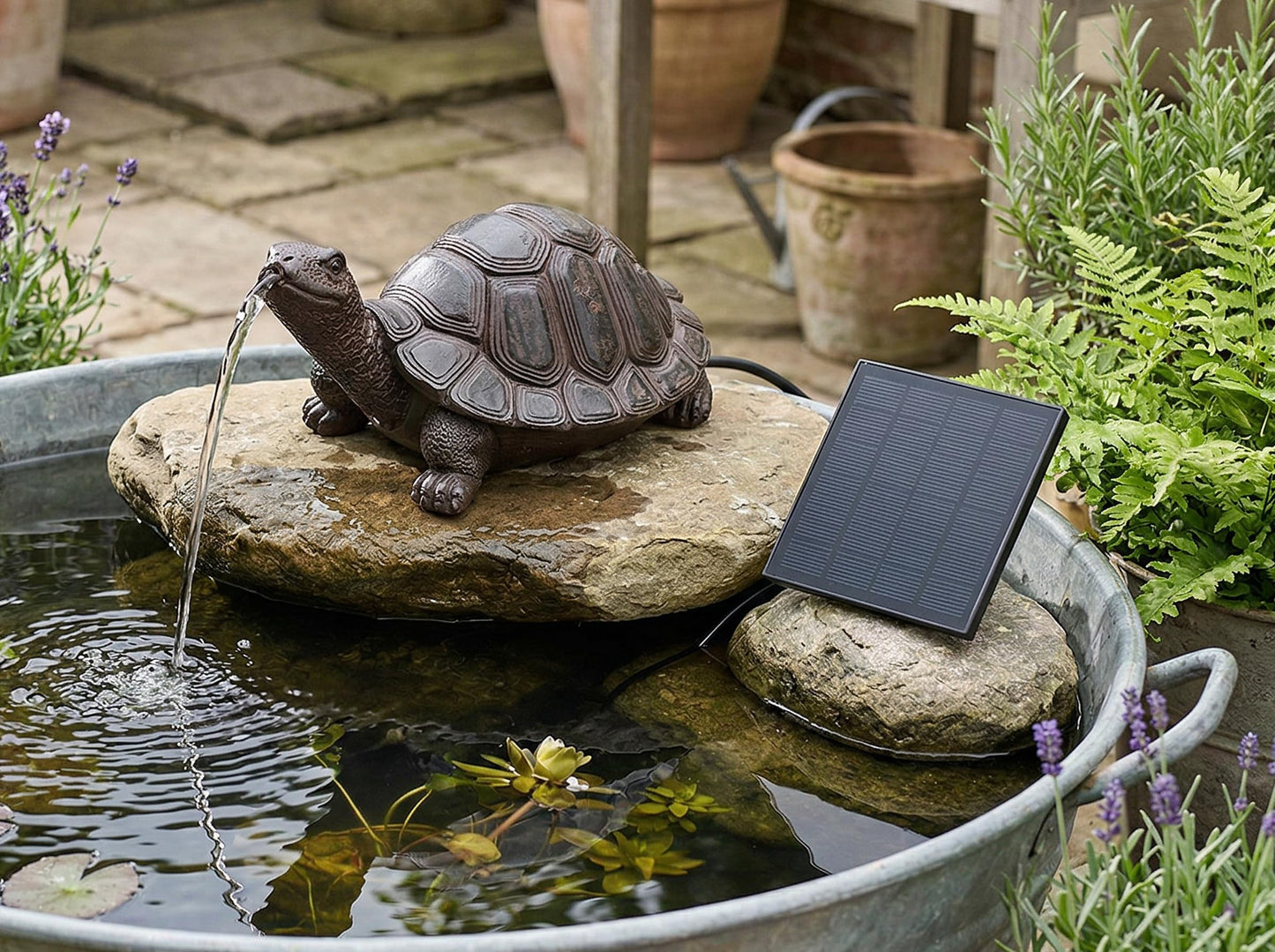 Solar-Wasserspeier Schildkröte mit Pumpe (Polyresin)