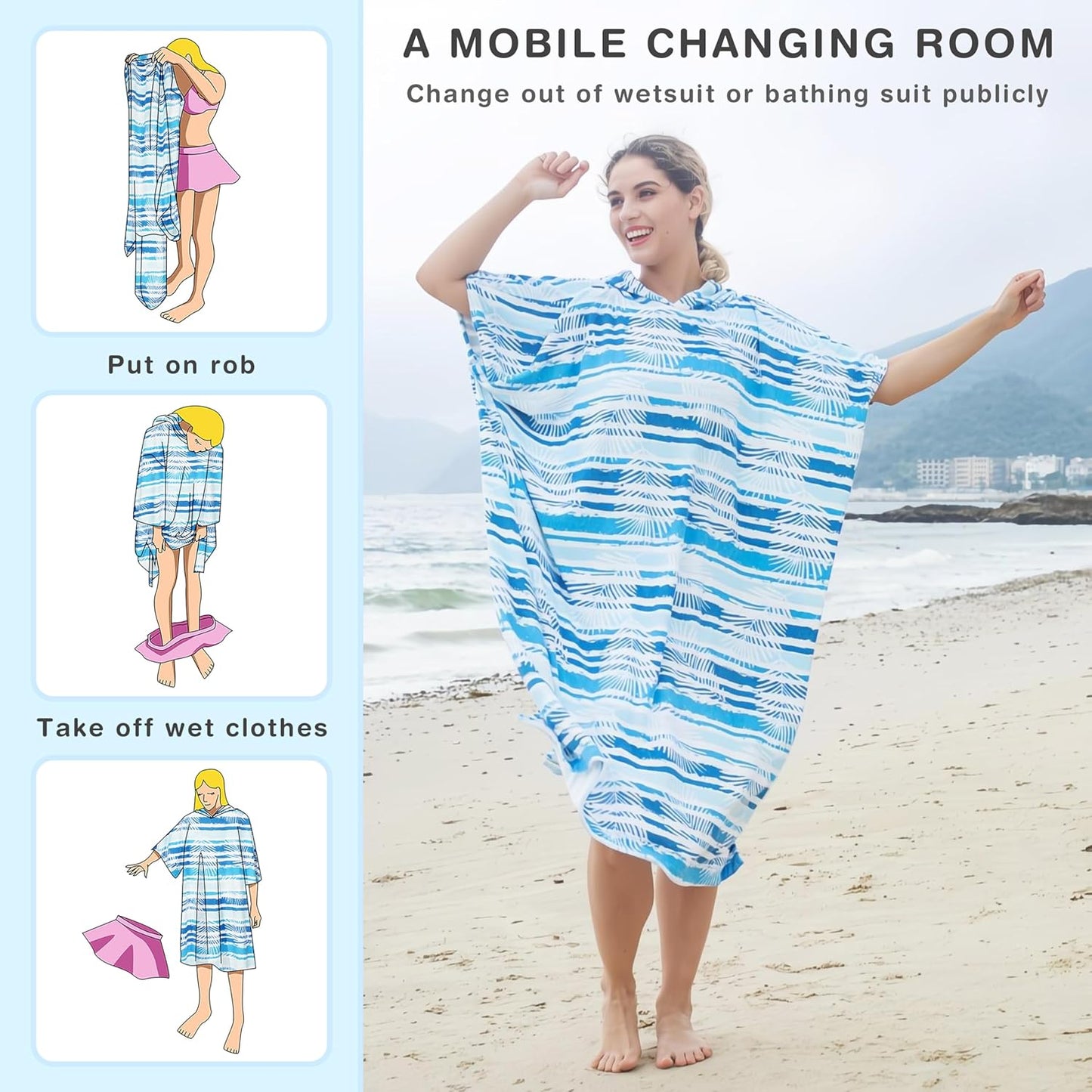 Surf Poncho, Aqua Leaf