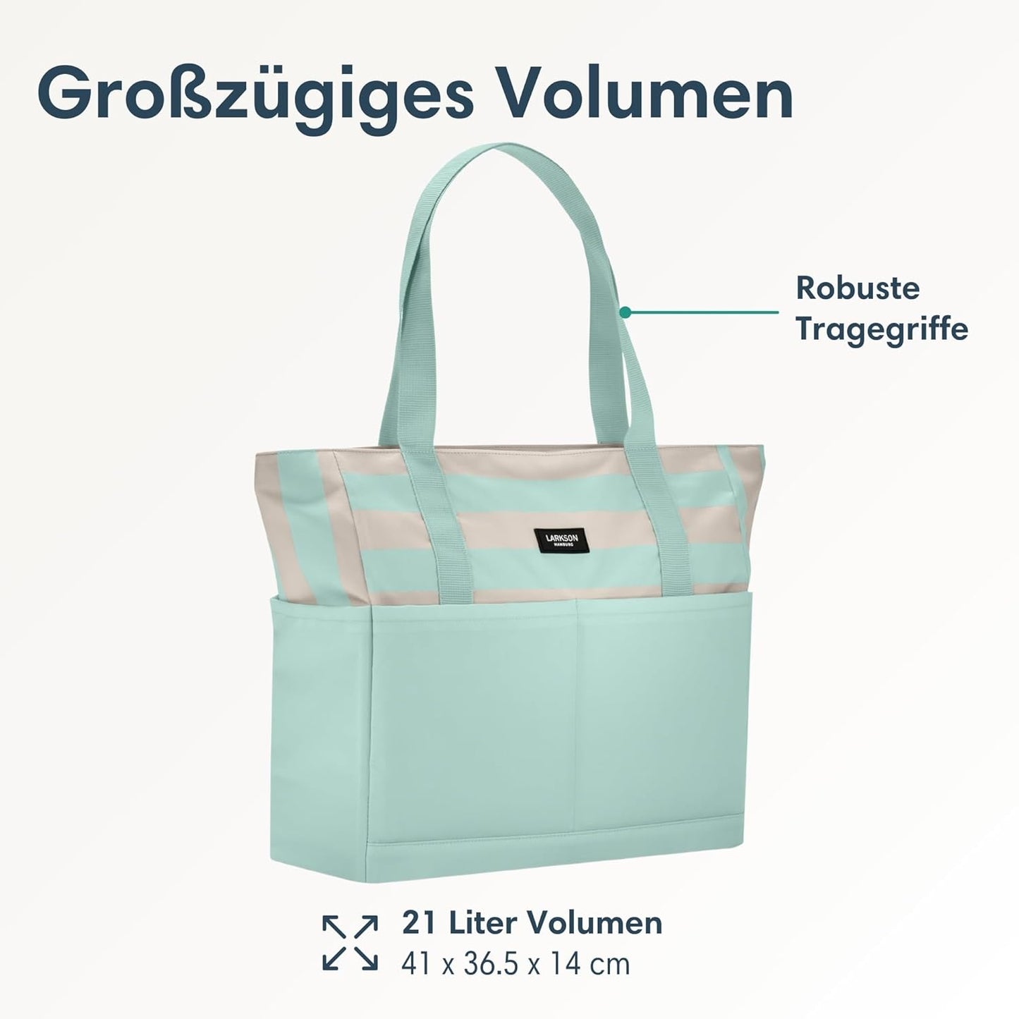 Grosse Strandtasche Linn mit Reissverschluss, Mint