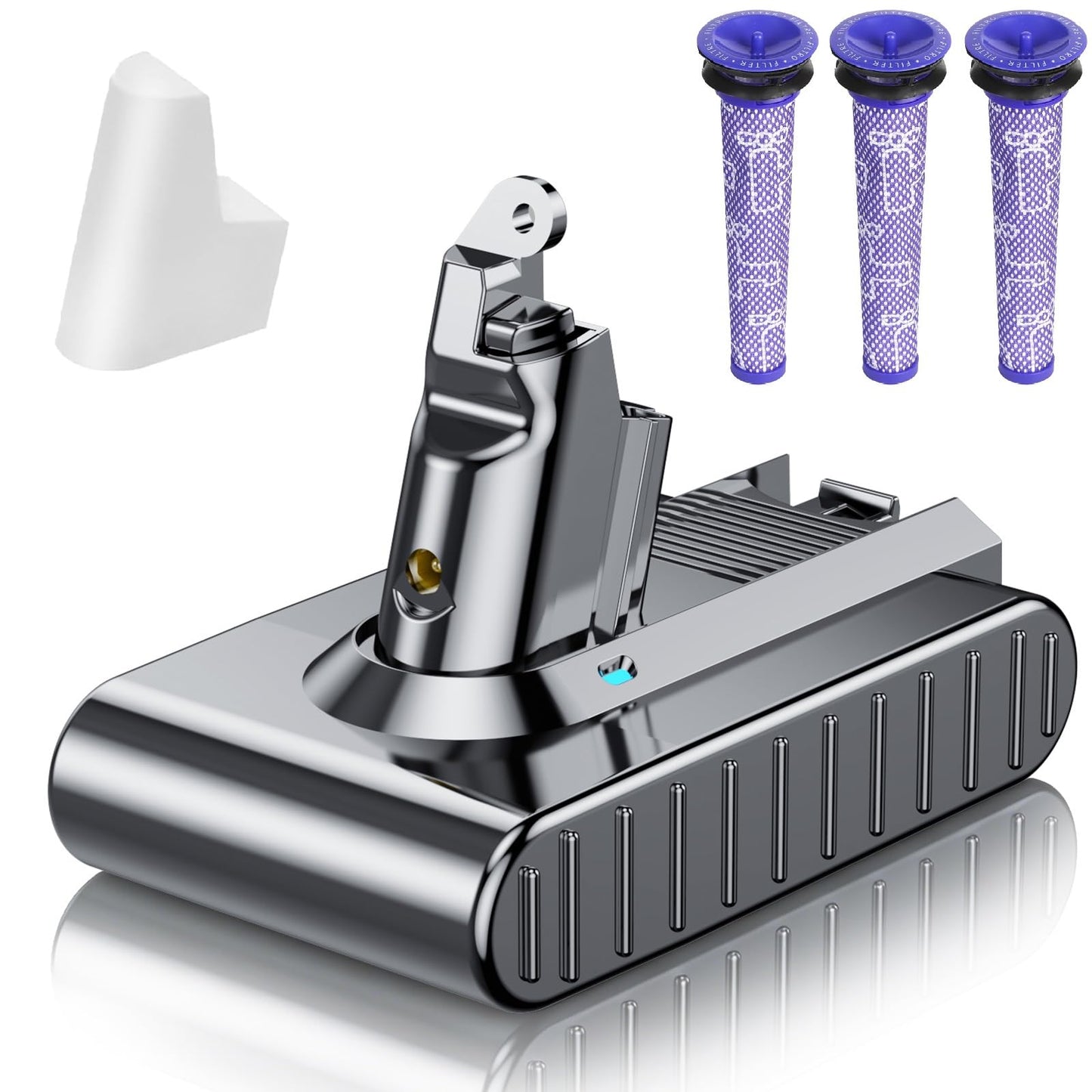 Ersatzakku für Dyson V6 Staubsauger (inkl. 3 Filter), Grau 6.0