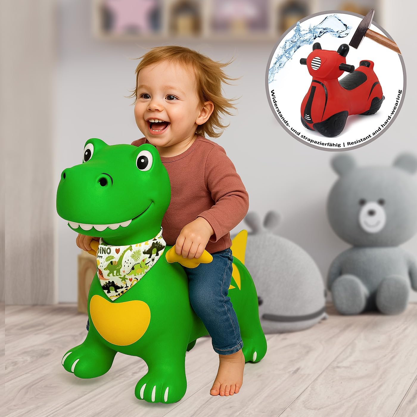 Hüpftier Dino HoppyDoo mit Pumpe