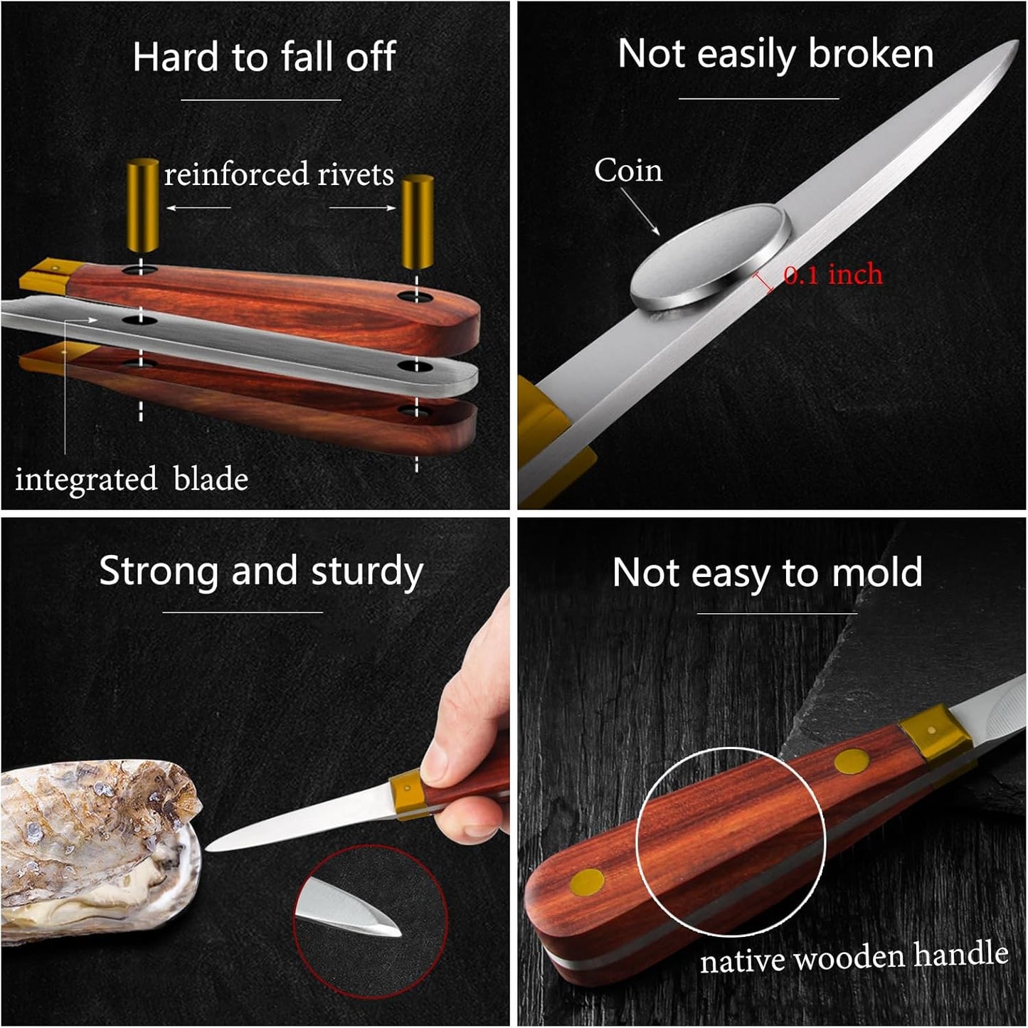 Austernmesser mit Schutzhandschuhe, 2 Knife+L glove