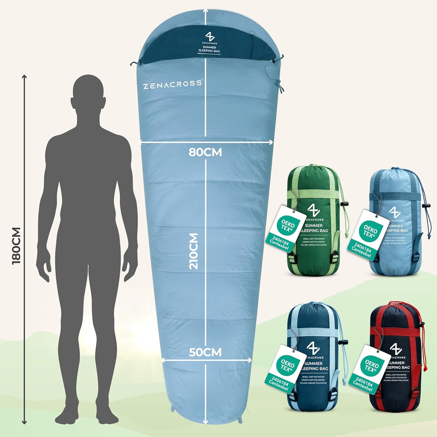 Ultraleichter Sommerschlafsack, Blau