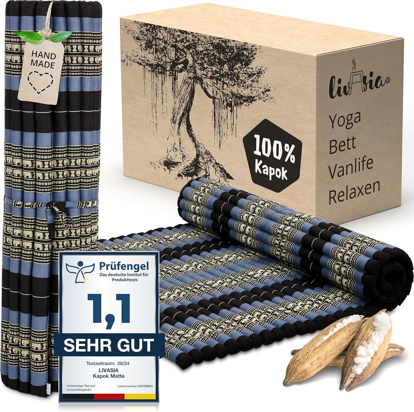 Rollmatratze Gästebett L-200x145x4,5cm, XL (200 x 145 cm) Blau/Elefanten