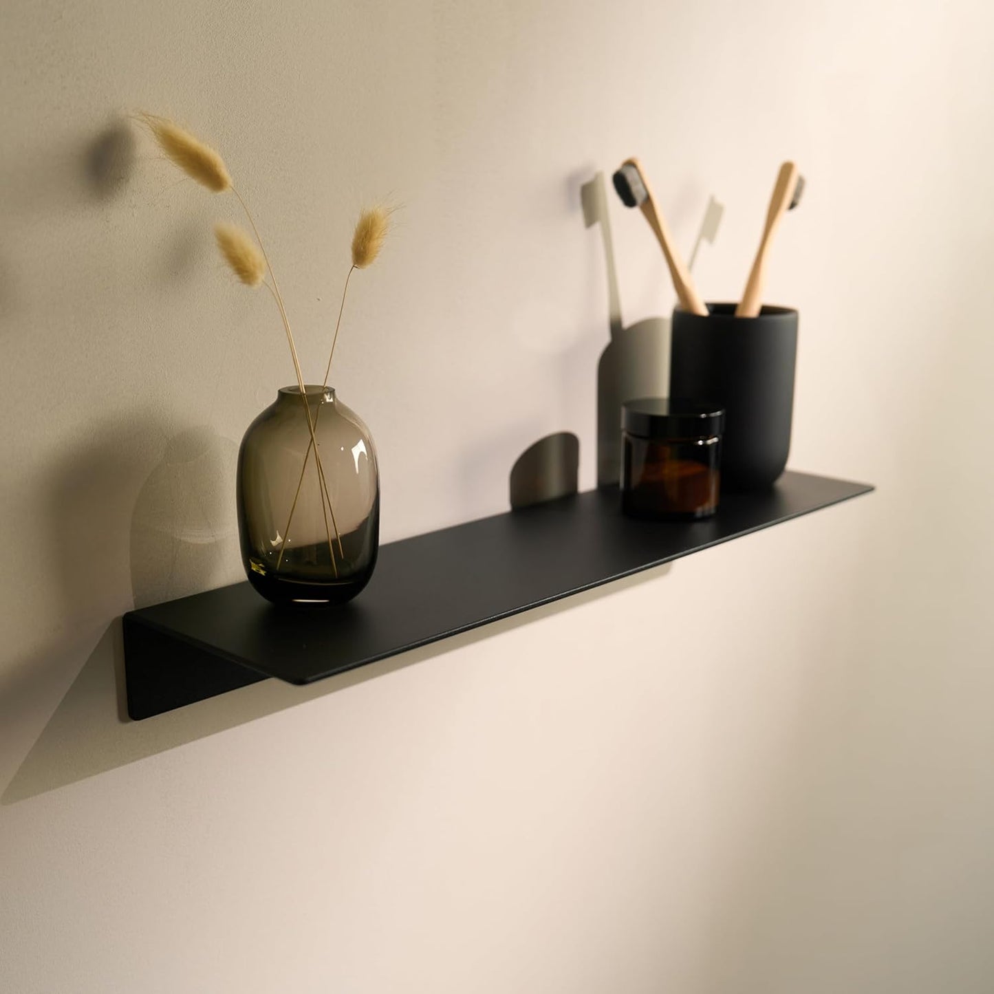 Selbstklebendes Wandregal, Schwarz 42 cm