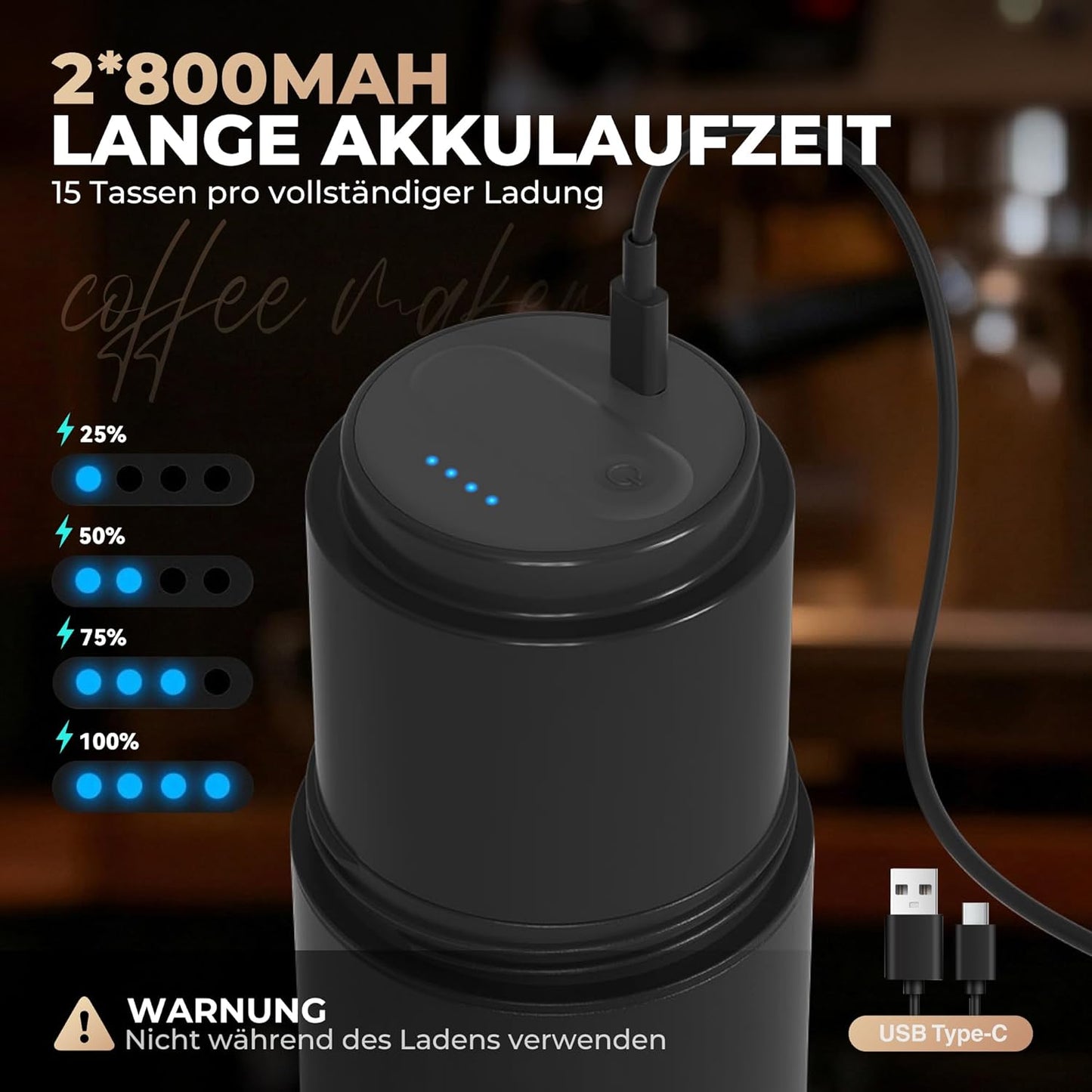 Elektrische Kaffeemühle, Schwarz