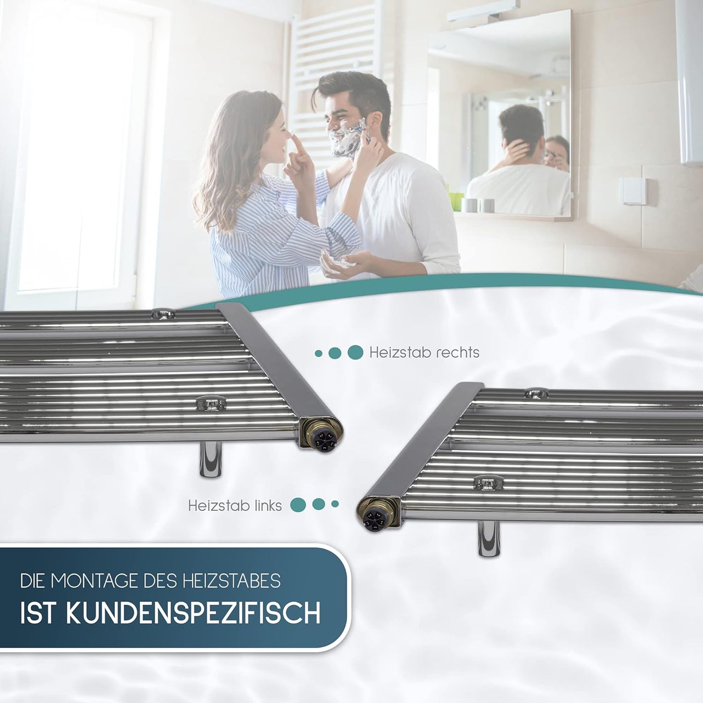 Elektrischer Badheizkörper, chrom/gerade 1775h x 500b