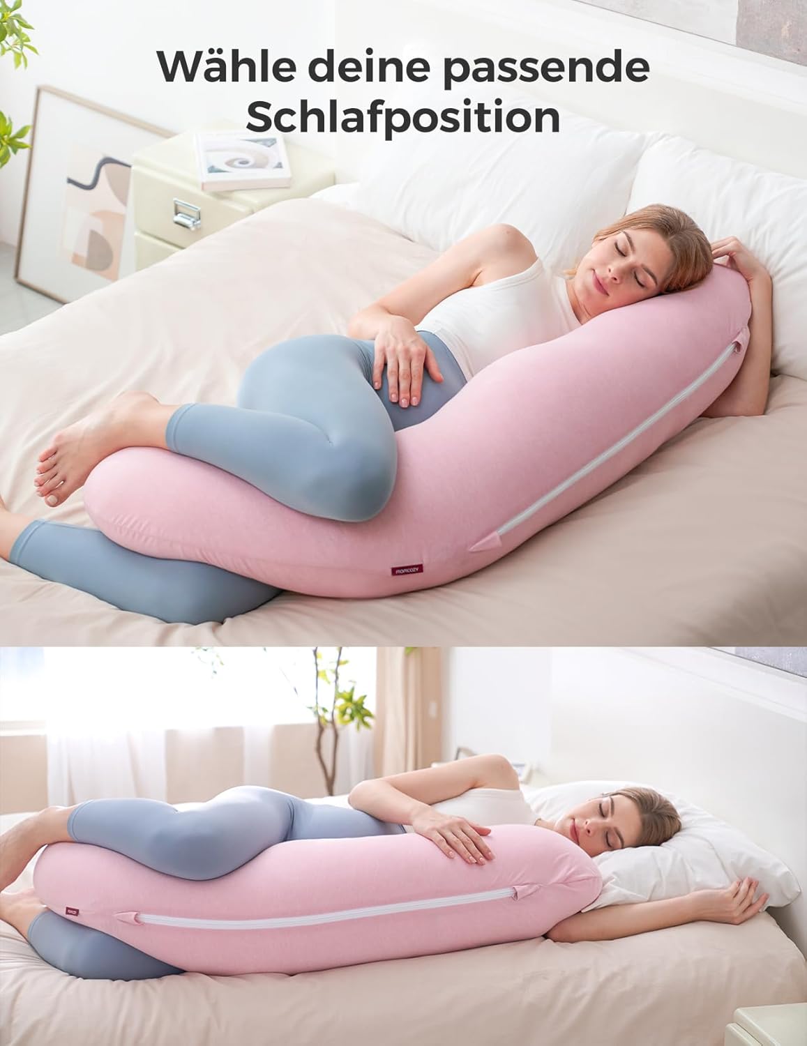 J-förmiges Seitenschläferkissen, Rosa