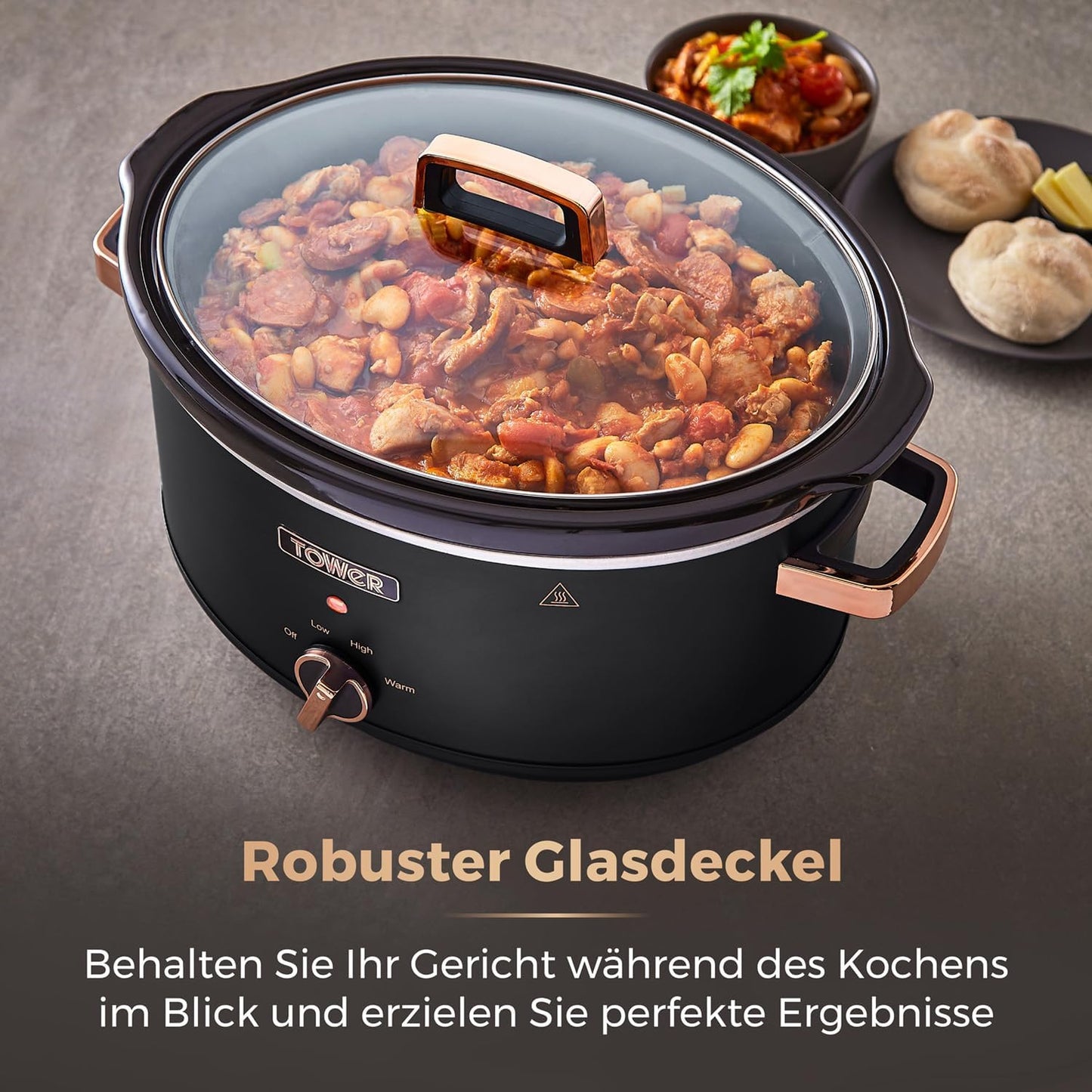 Cavaletto Schongarer mit 3 Wärmestufen, 6,5L Slow Cooker Schwarz