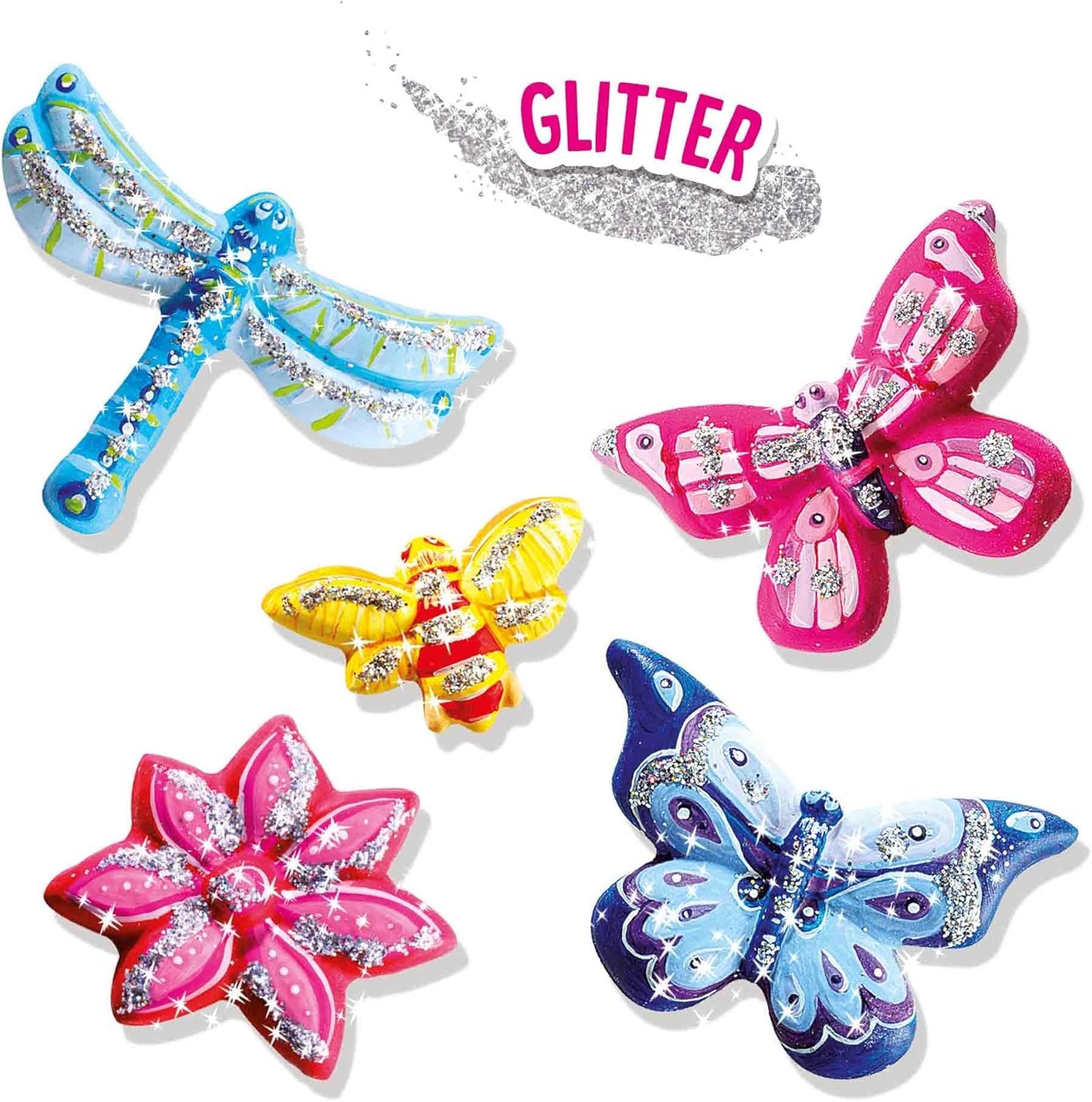 Gips- und Malset: Glitzerschmetterlinge & Einhörner, Set Glitzerschmetterlinge und Einhörner