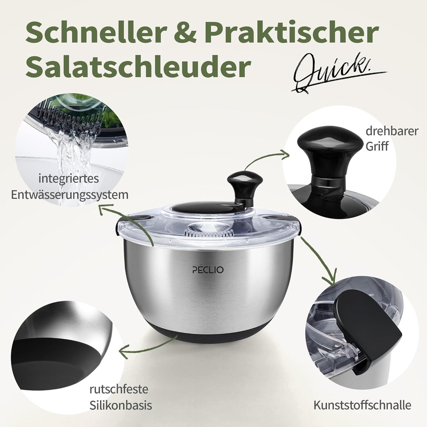 Salatschleuder aus Edelstahl