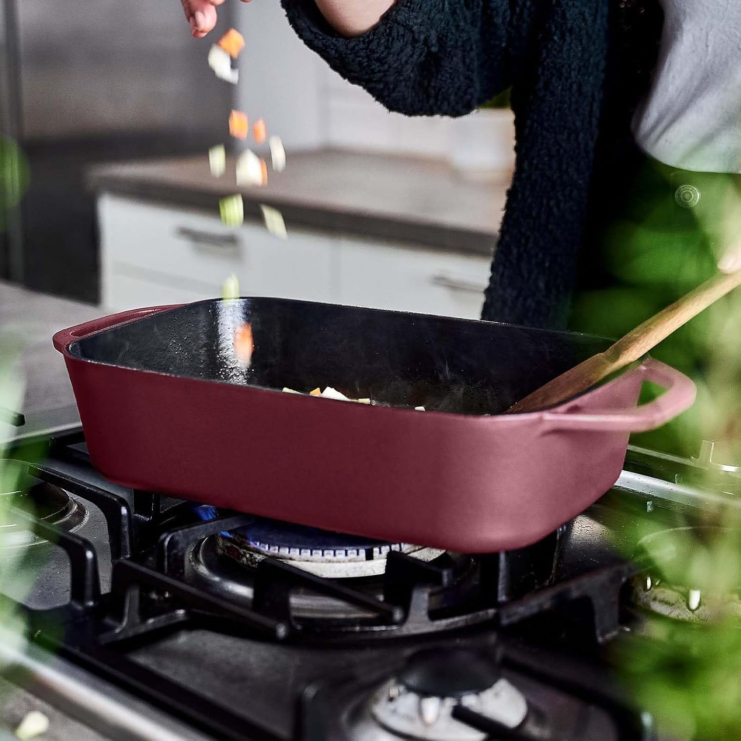 Emaillierte Auflaufform für Ofen & Grill, Guseisen Auflaufform Rot