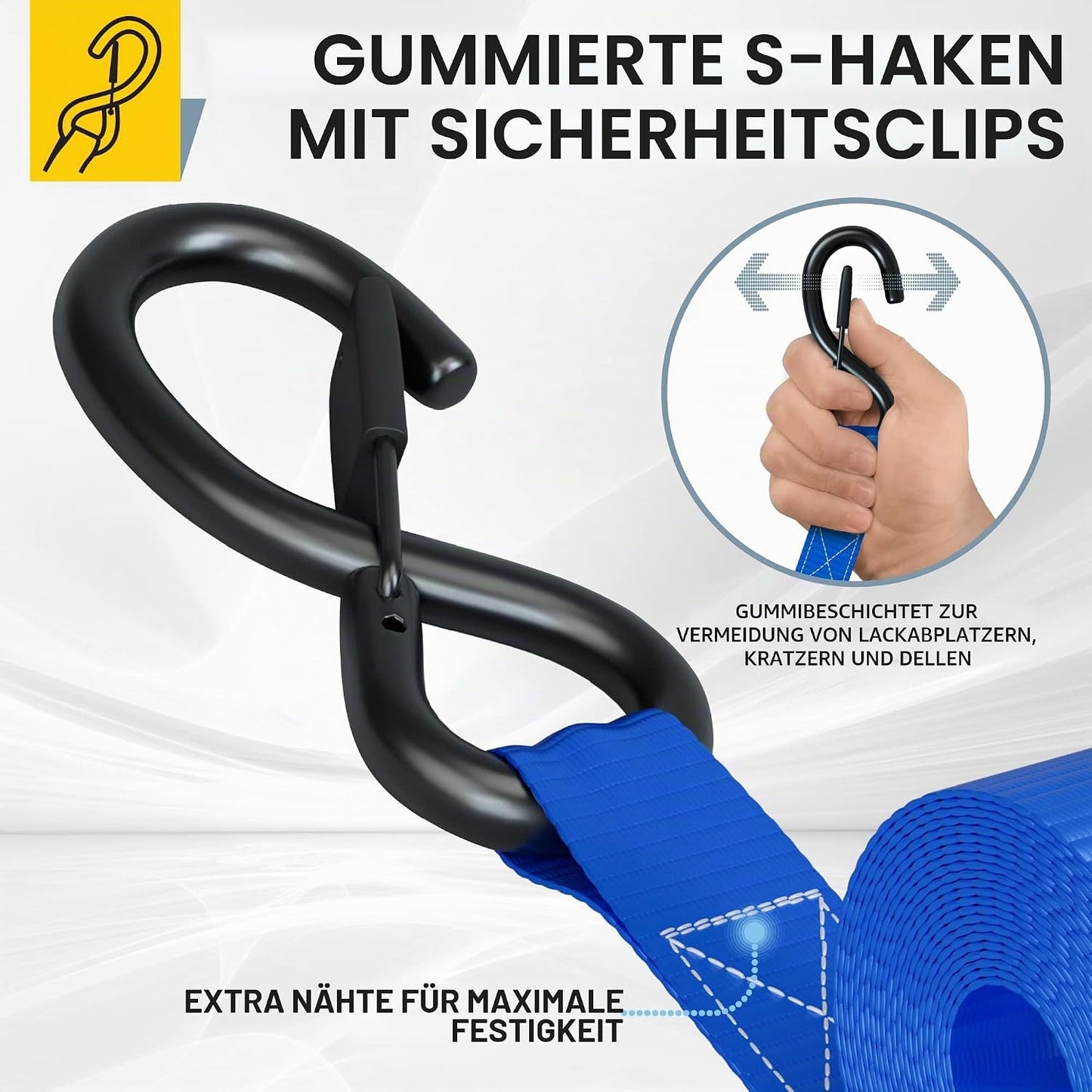 Spanngurte mit Ratsche-Set, 1000 kg, Blue 4 Pack - 1000 KG