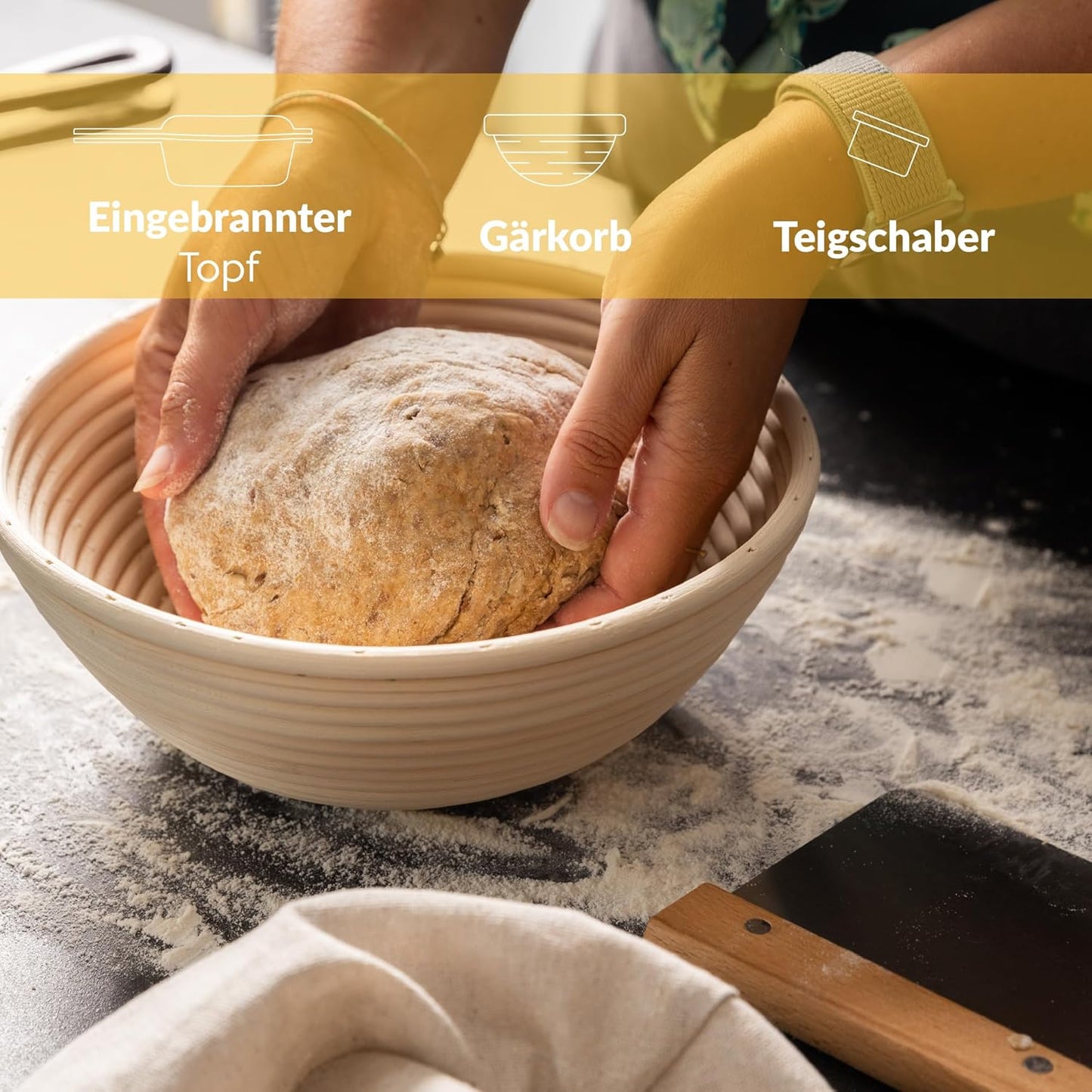 2in1 Brotbackform mit Gärkorb, 3L 2 in 1