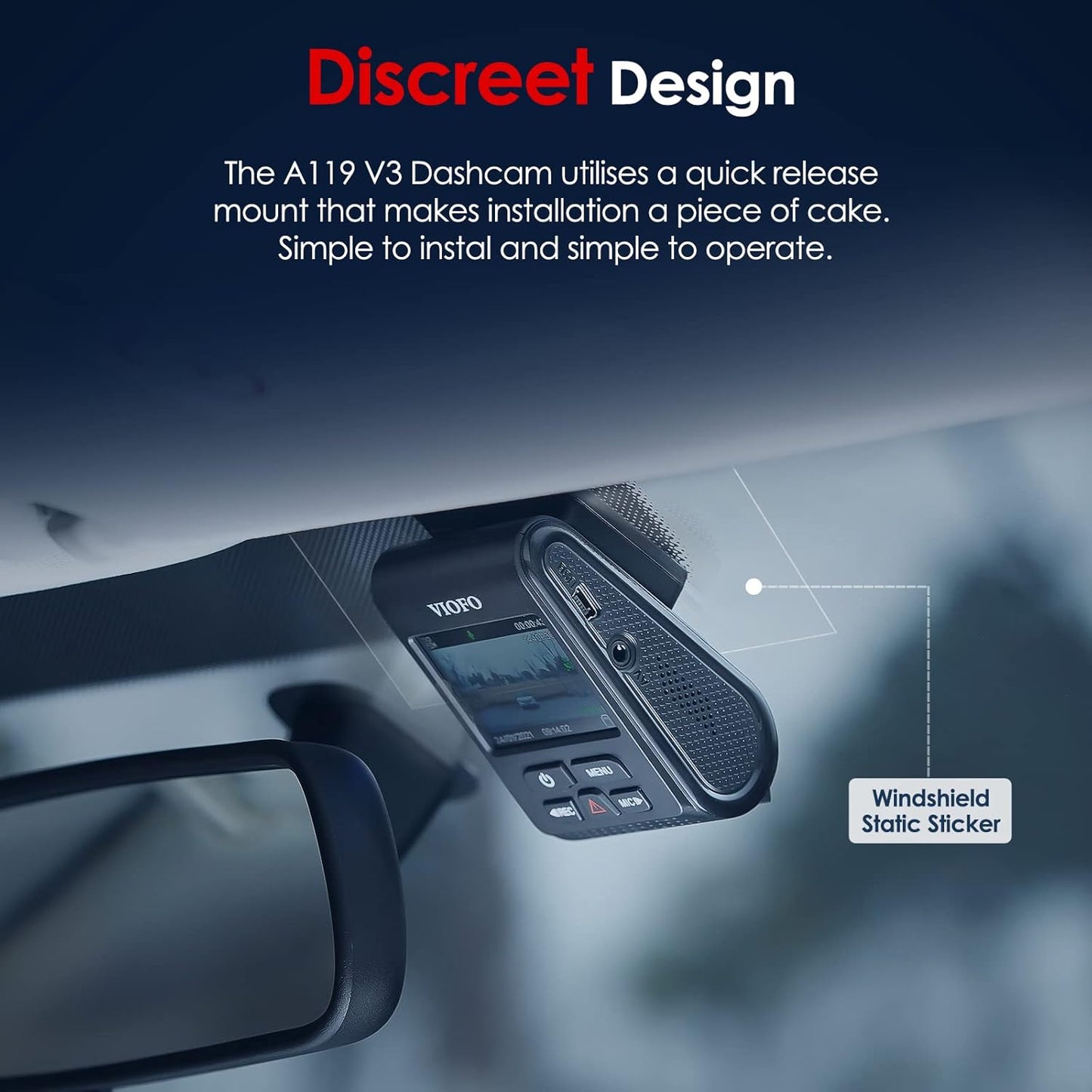 A119 V3 Dashcam 2K mit GPS und Nachtsicht