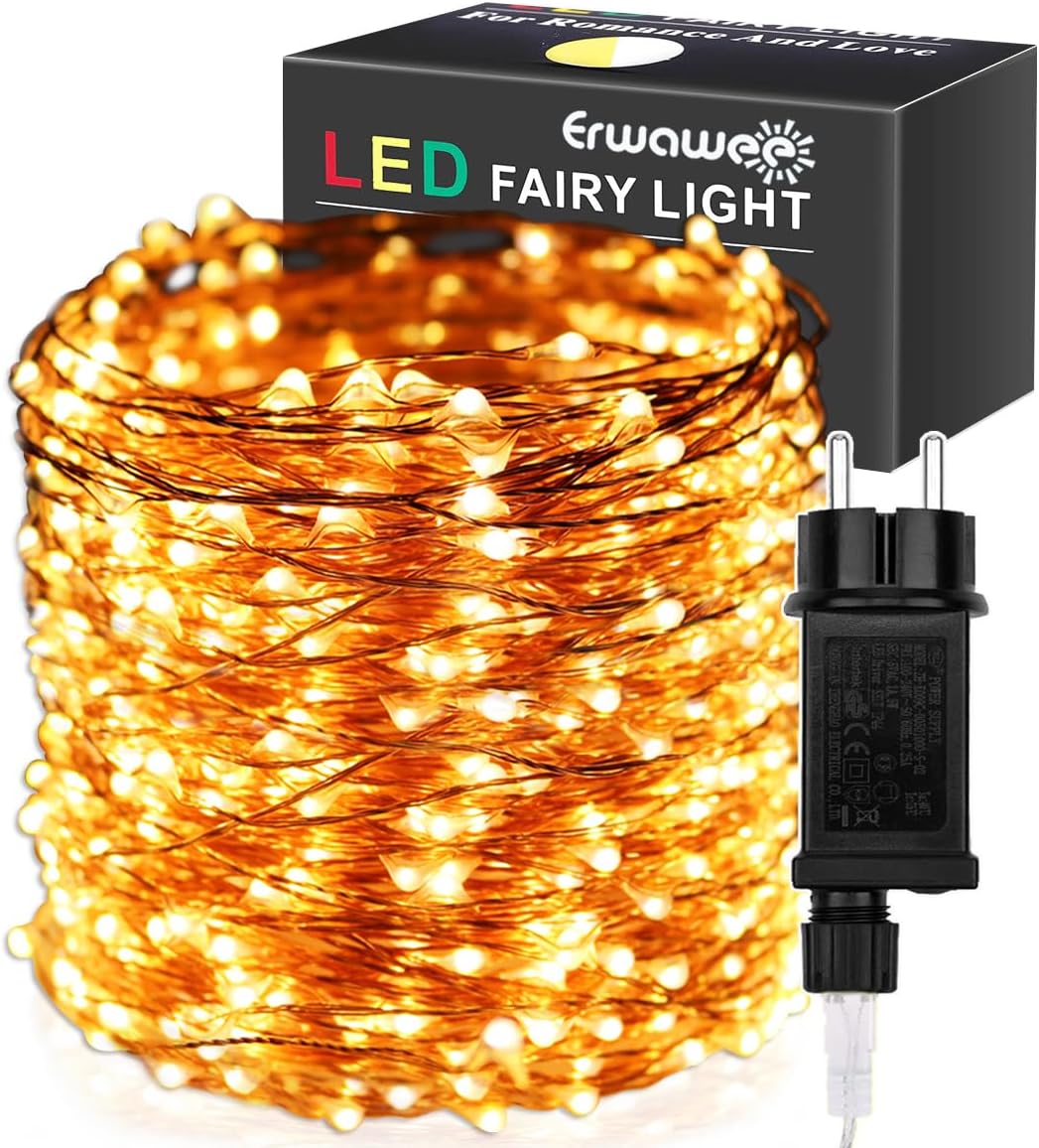 Lichterkette Kupferdraht mit 8 Modi (1000 LED, 100 m), Warmweiss