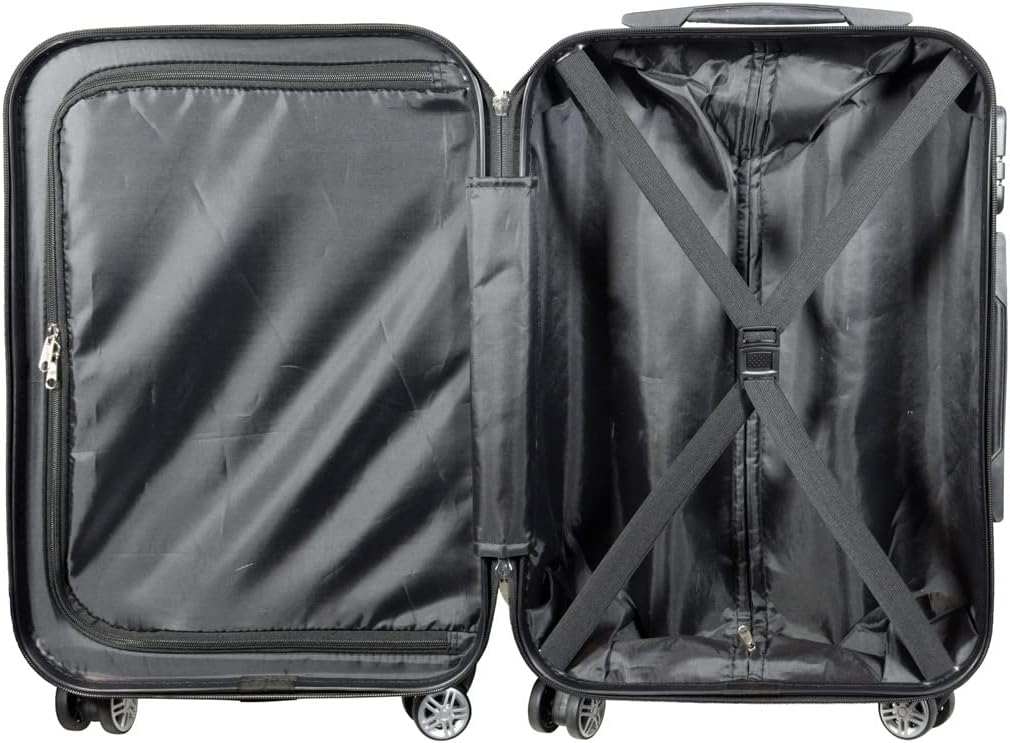 Grosser Reisekoffer mit Städtedesign, Fly The World Schwarz
