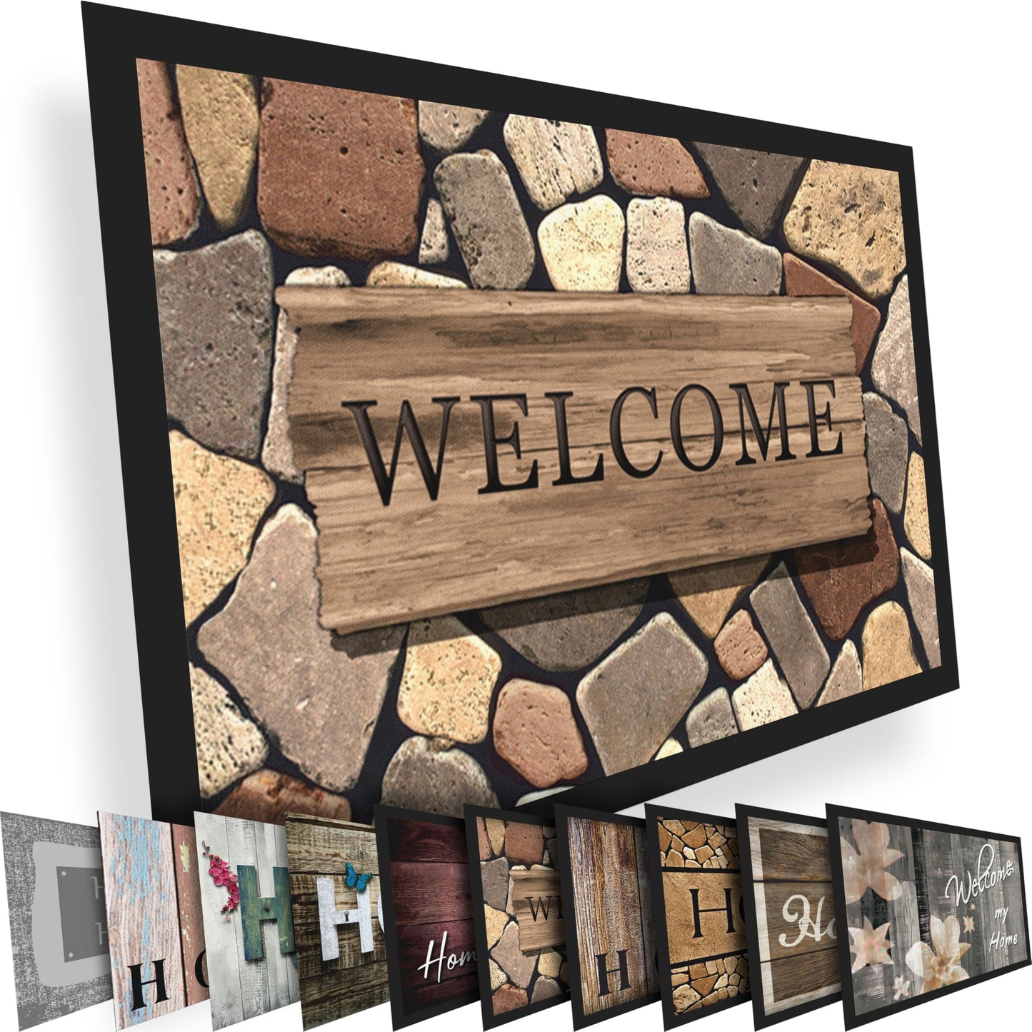 Rutschfeste Schmutzfangmatte Welcome 2, Welcome 2 60 x 80 cm (Rechteckig)