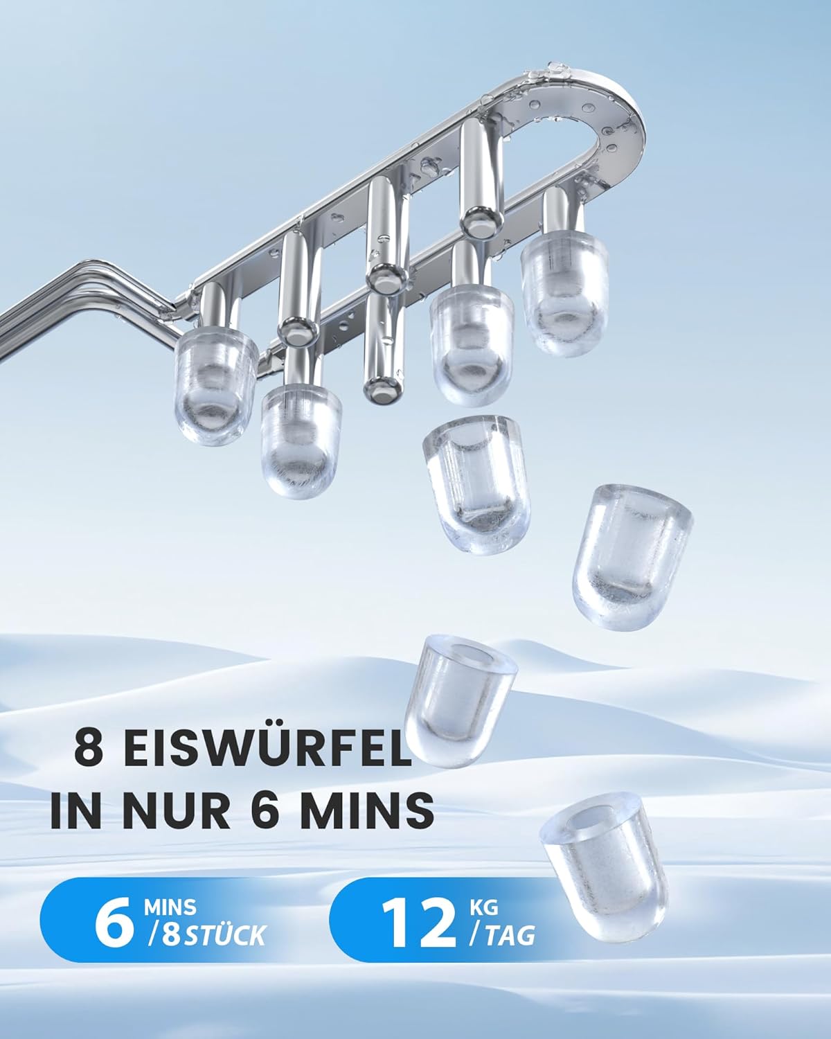 Tragbare Eiswürfelmaschine, Schwarz