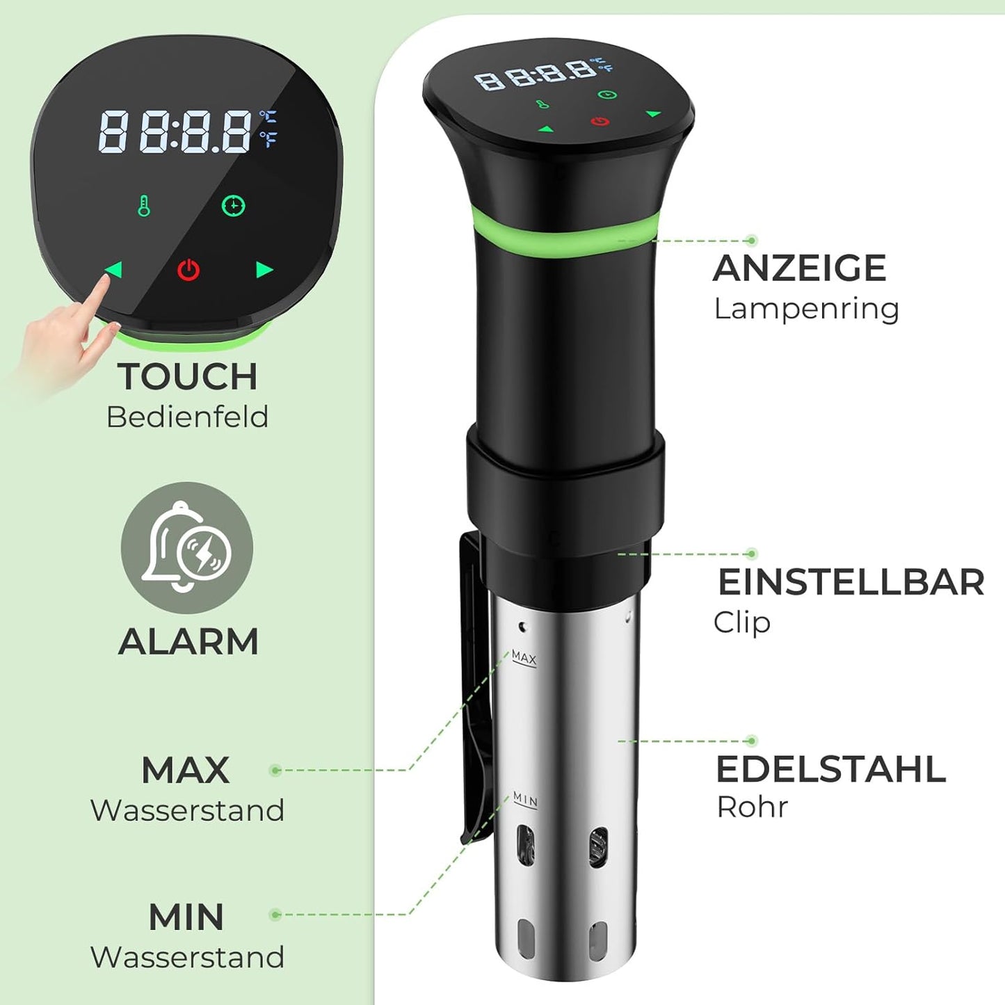 Sous Vide Stick mit LCD Touchdisplay