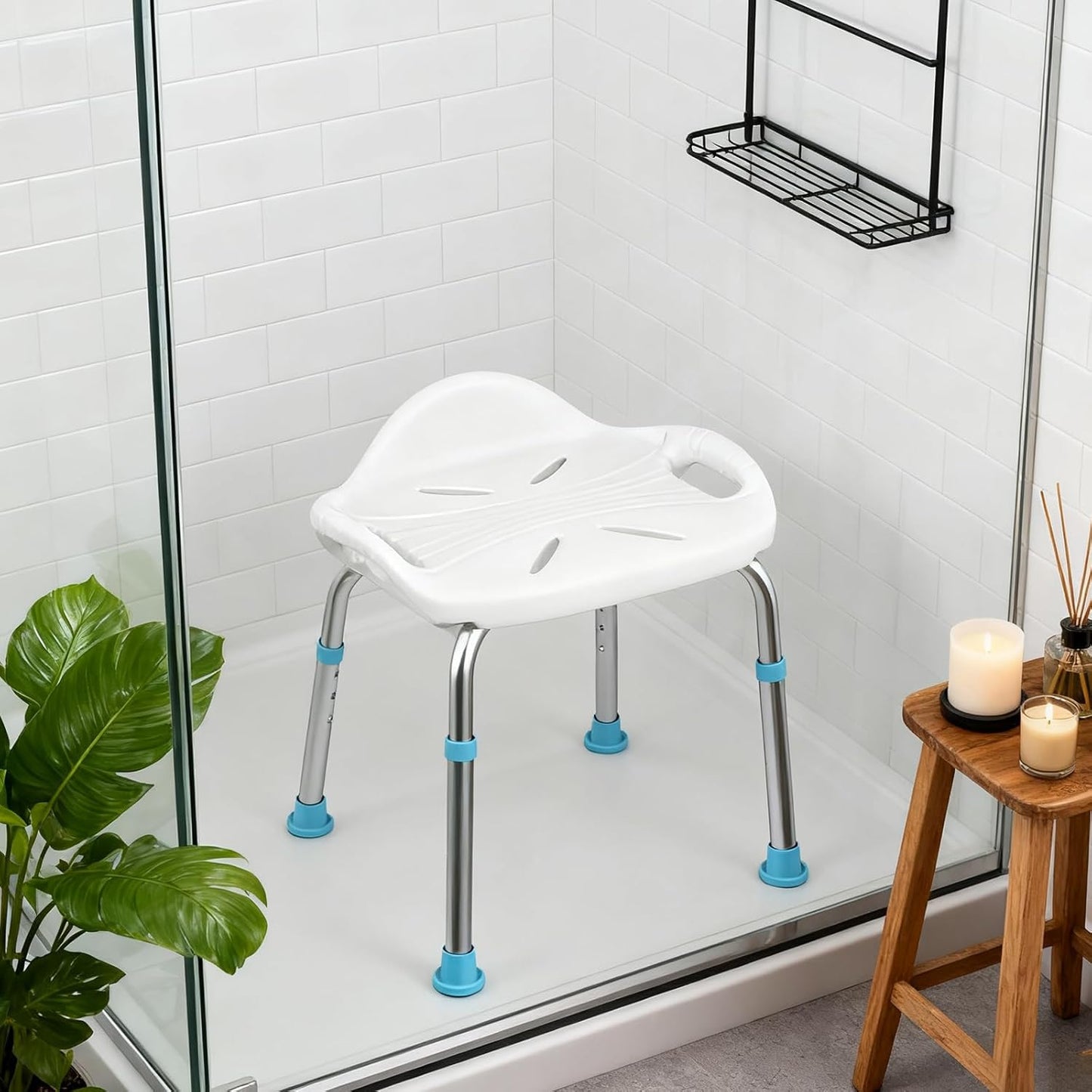 Duschhocker für Senioren, White Wide 48.6cm