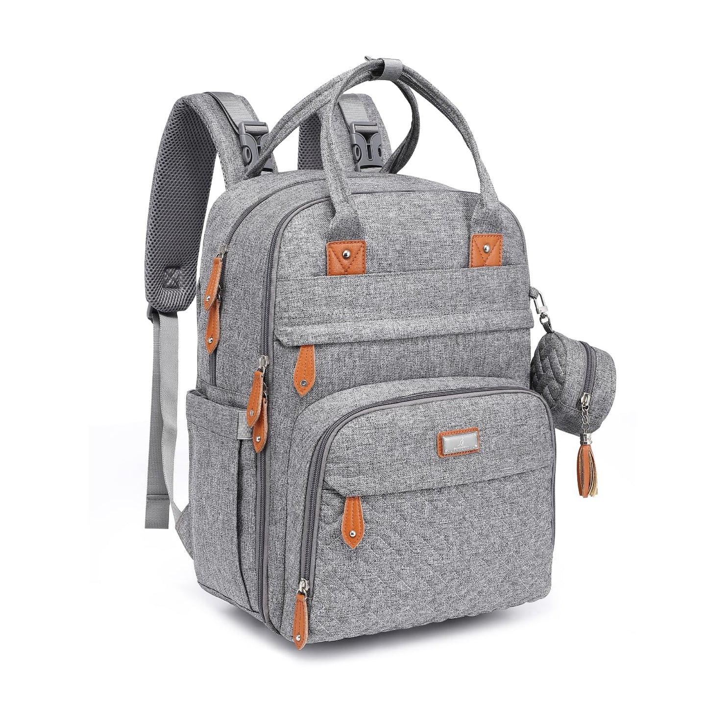 Wickelrucksack mit Wickelauflage, Grau